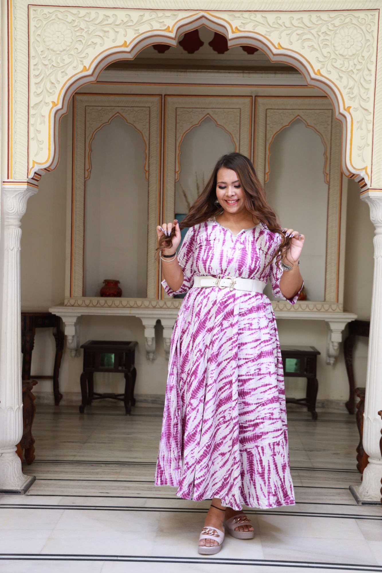 Purple shibori Anarkali Dress