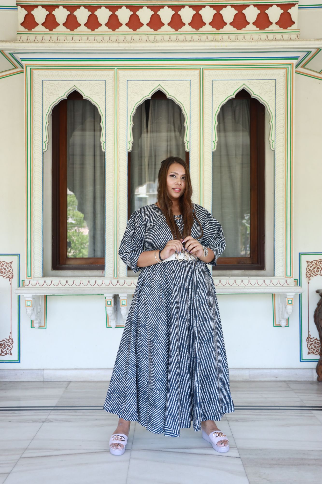 Black Shibori Anarkali Dress