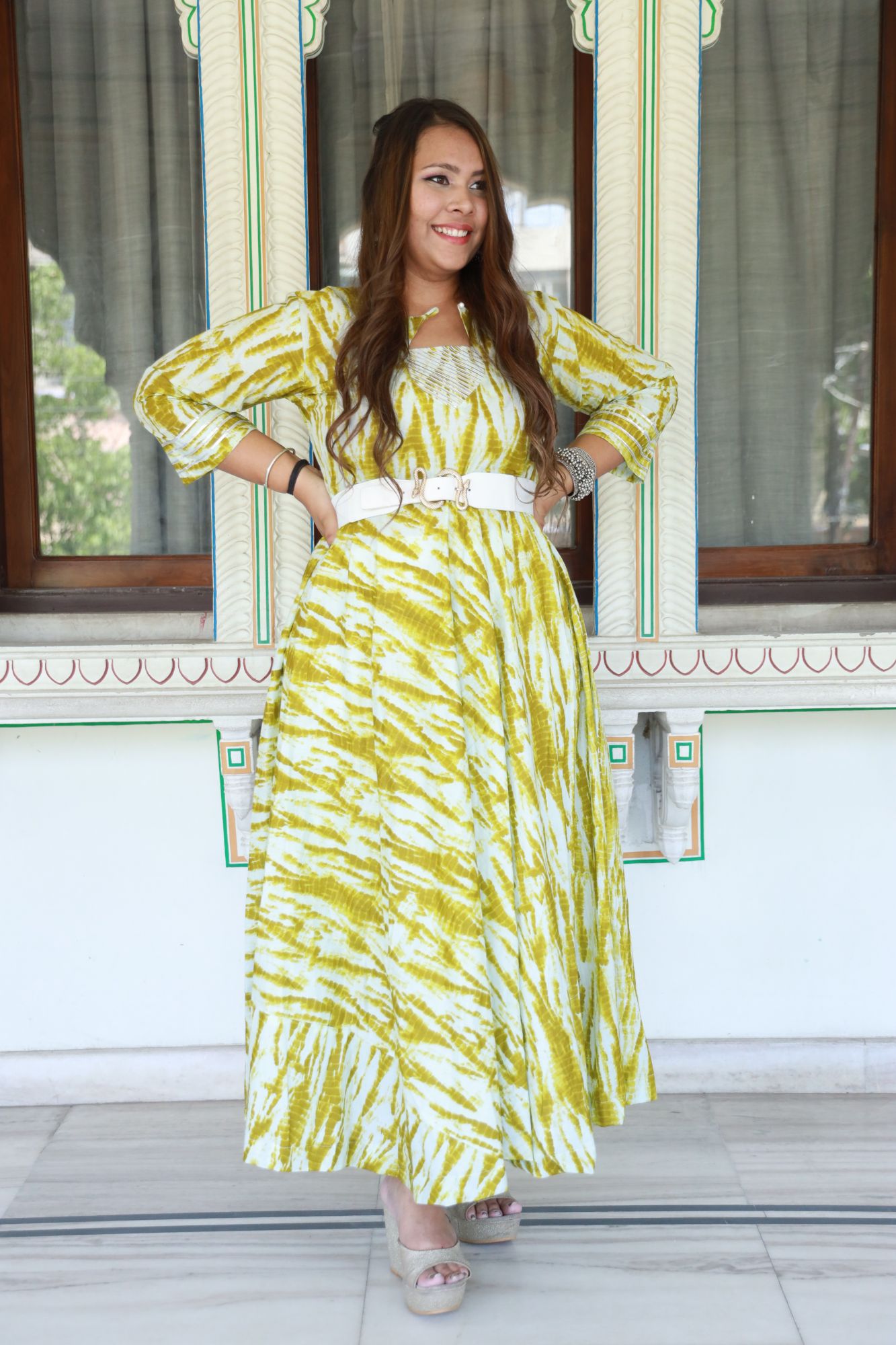 Olive green Anarkali Dress