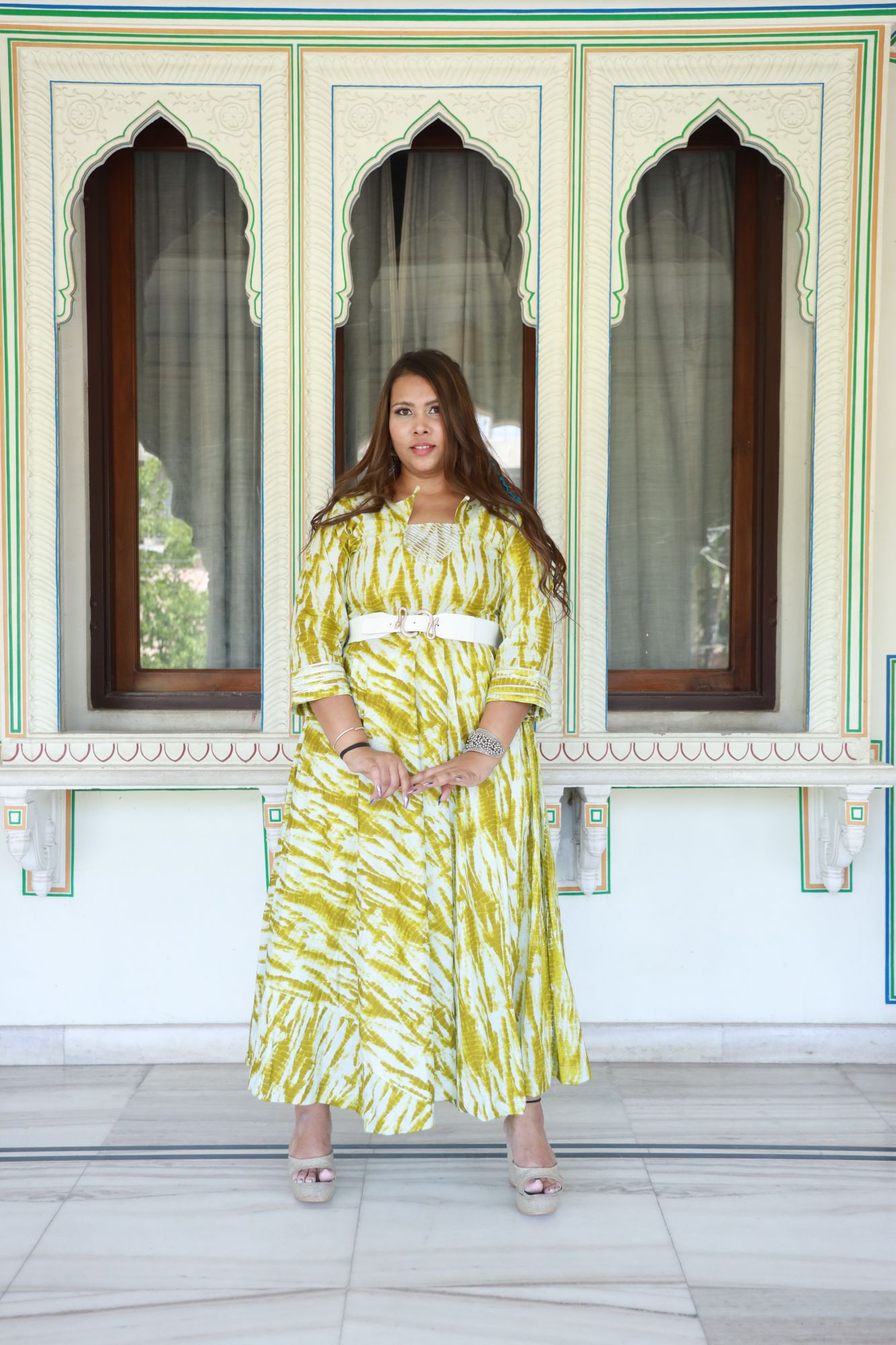 Olive green Anarkali Dress