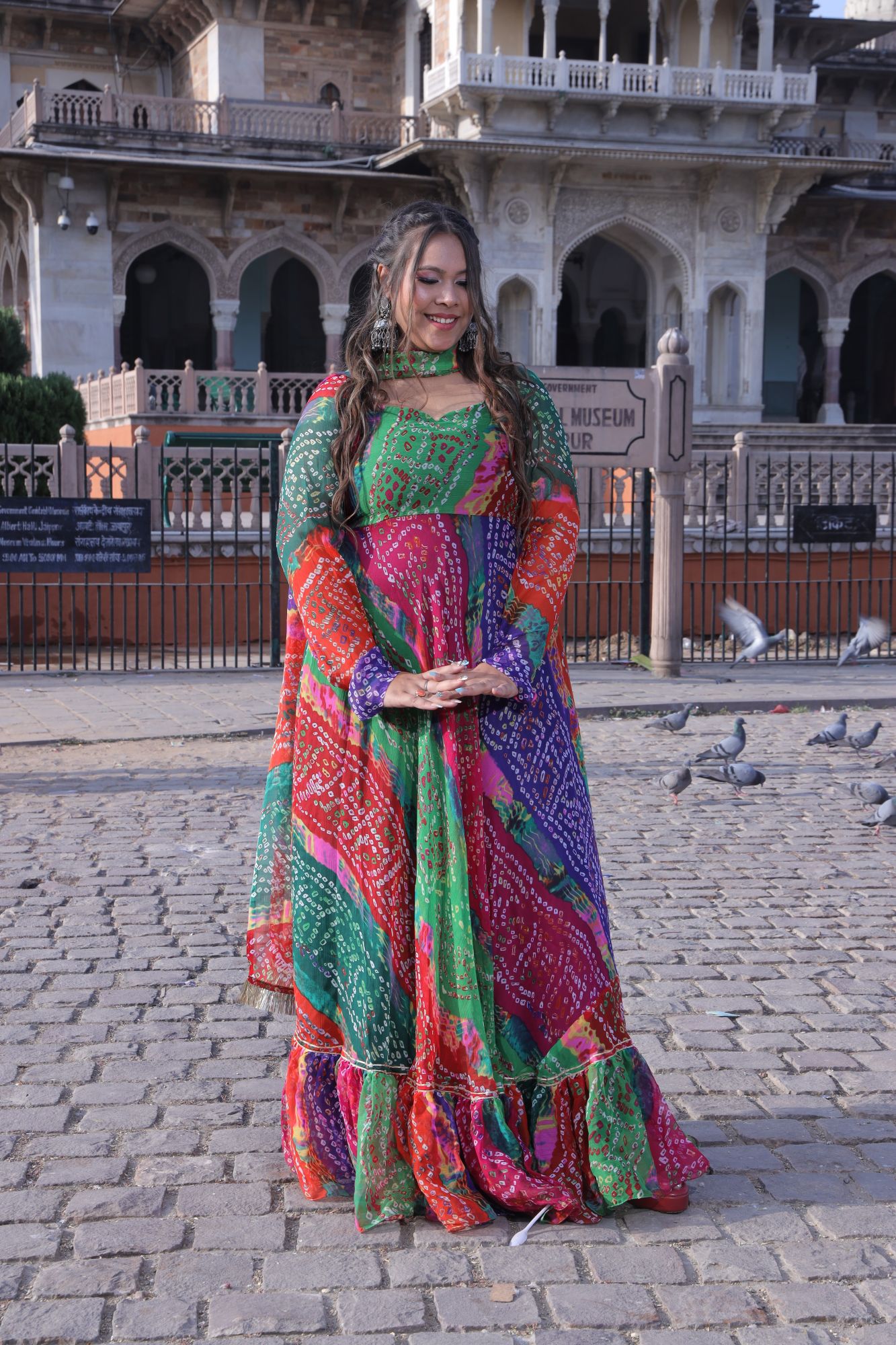 Colorful Bandhani Georgette Anarkali Suit Set