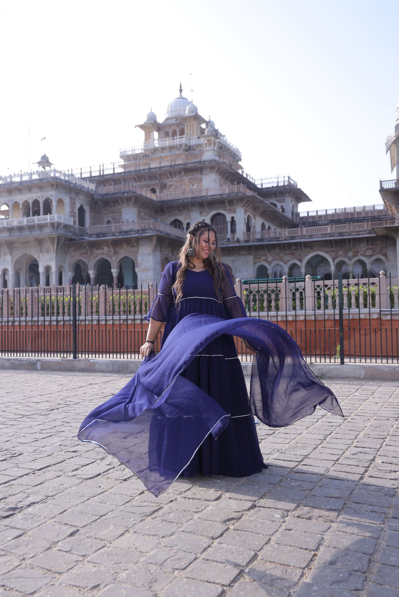 Navy Blue Georgette Anarkali Suit Set