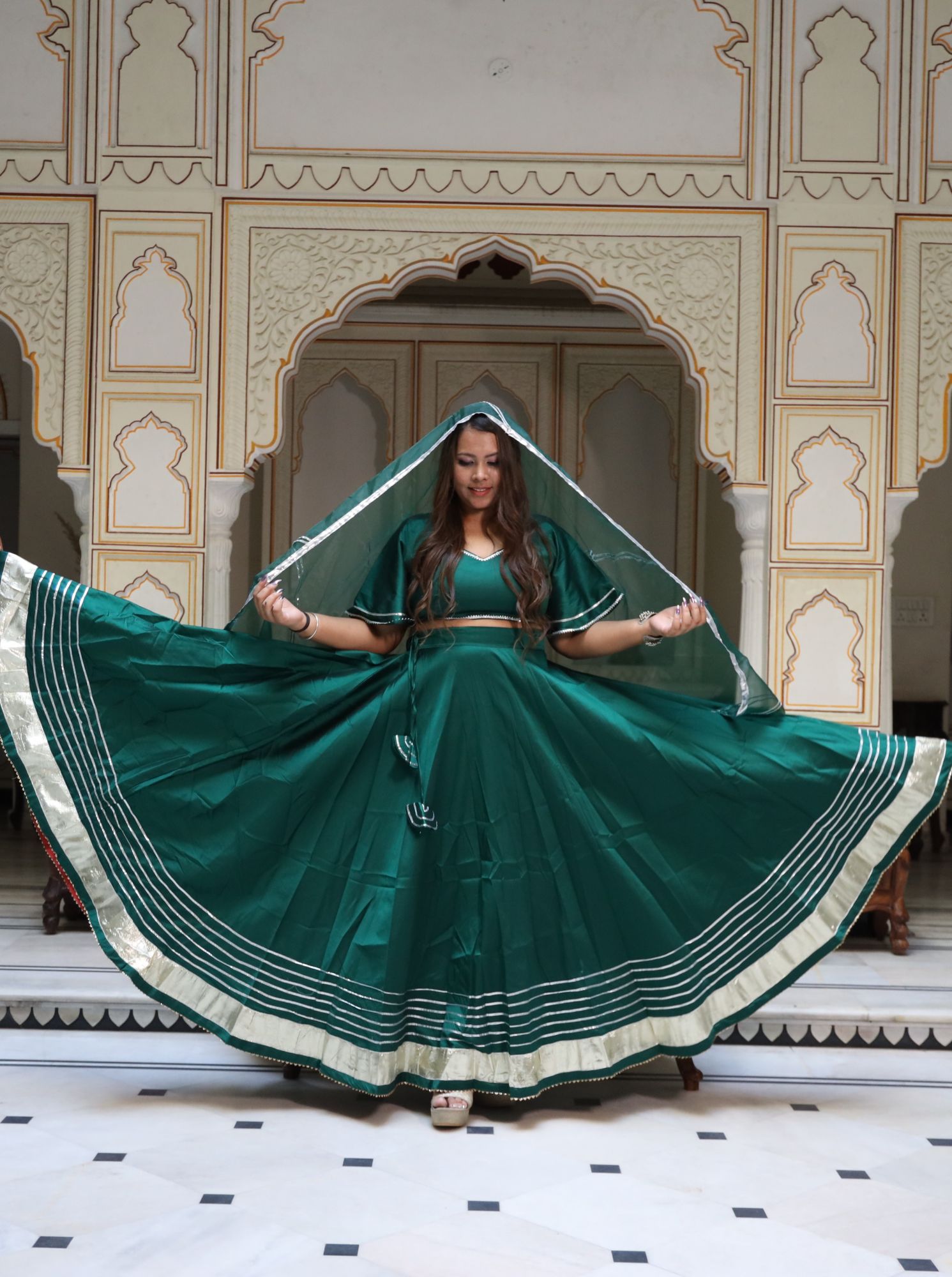 Bottle Green Lehenga Set