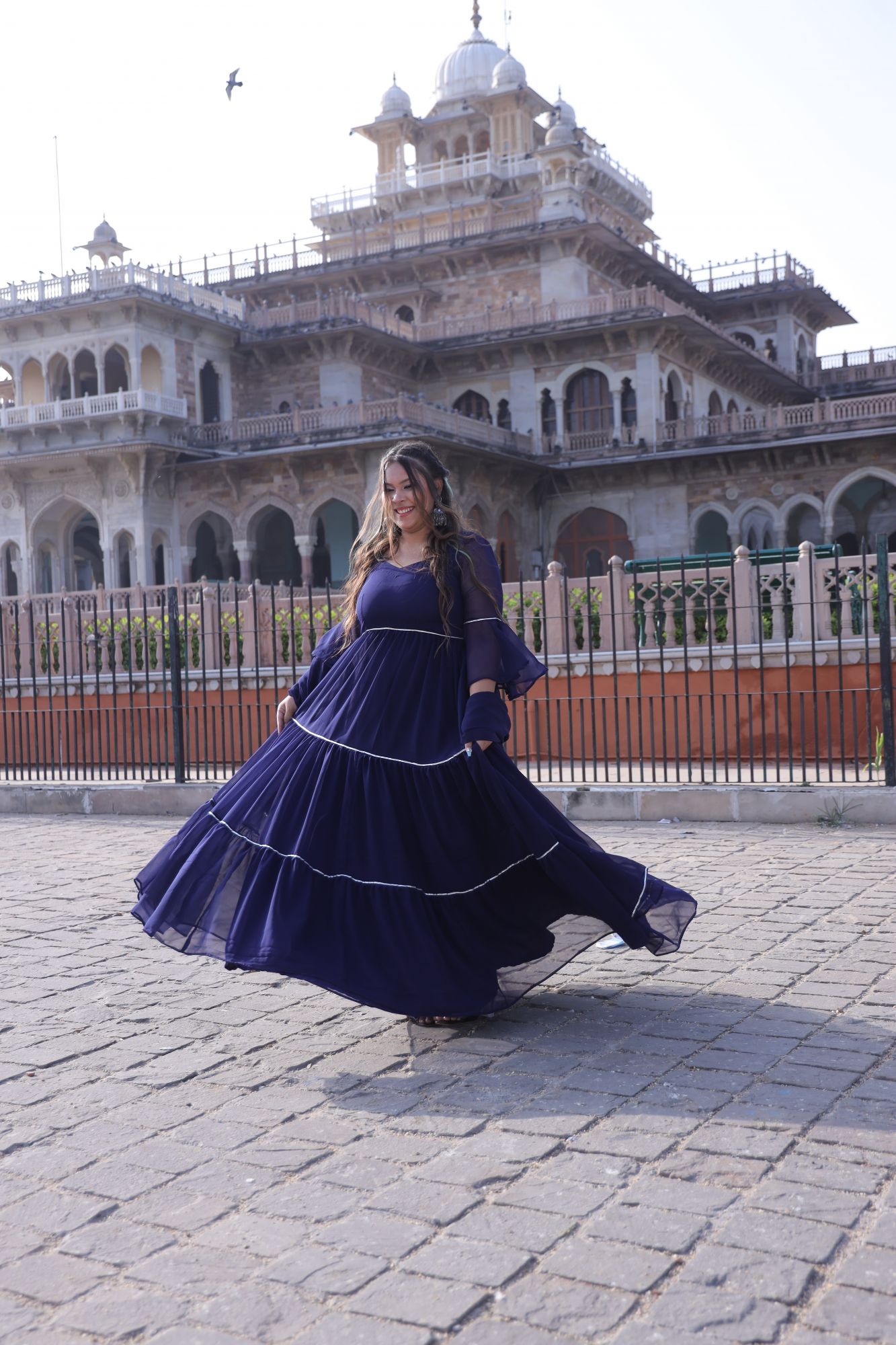 Navy Blue Georgette Anarkali Suit Set
