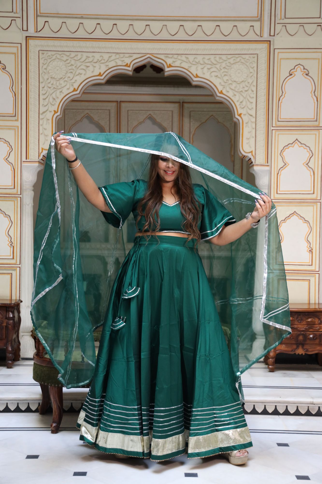 Bottle Green Lehenga Set