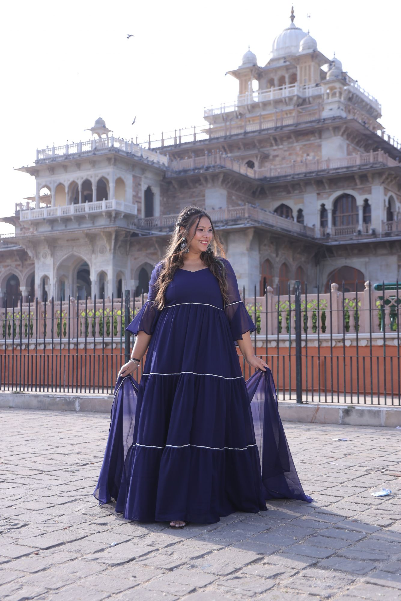 Navy Blue Georgette Anarkali Suit Set