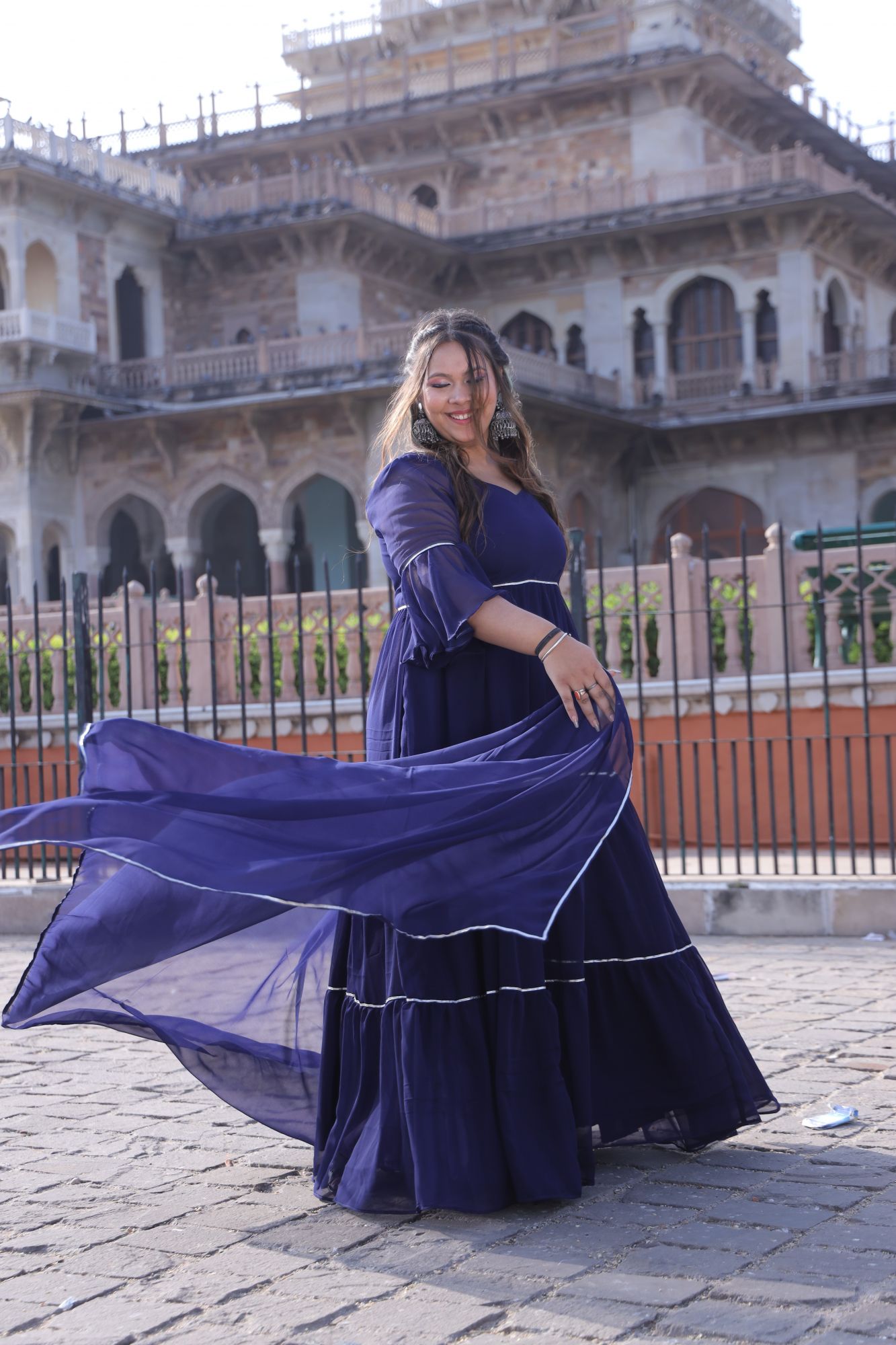 Navy Blue Georgette Anarkali Suit Set