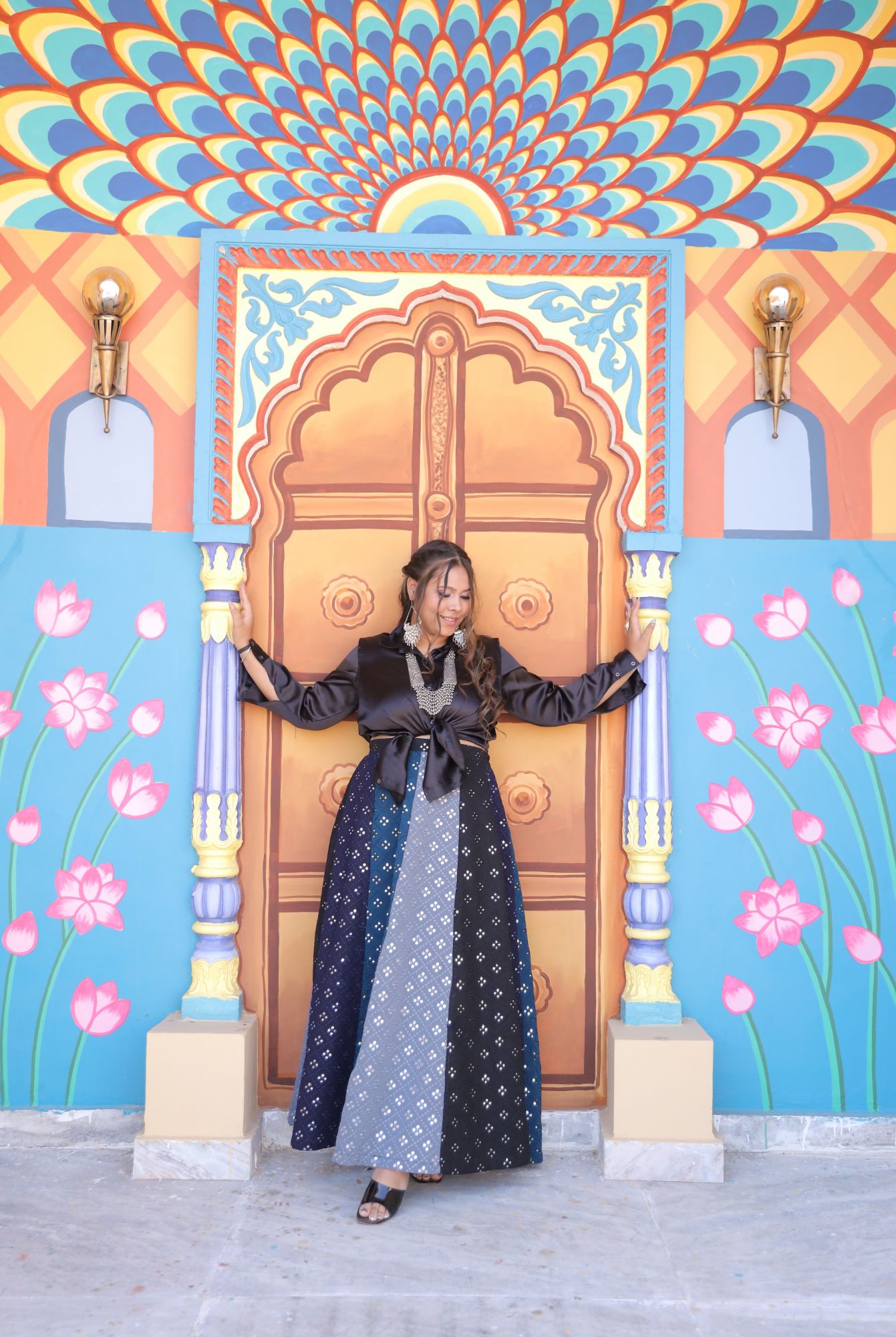 Dark Colourful lehenga set