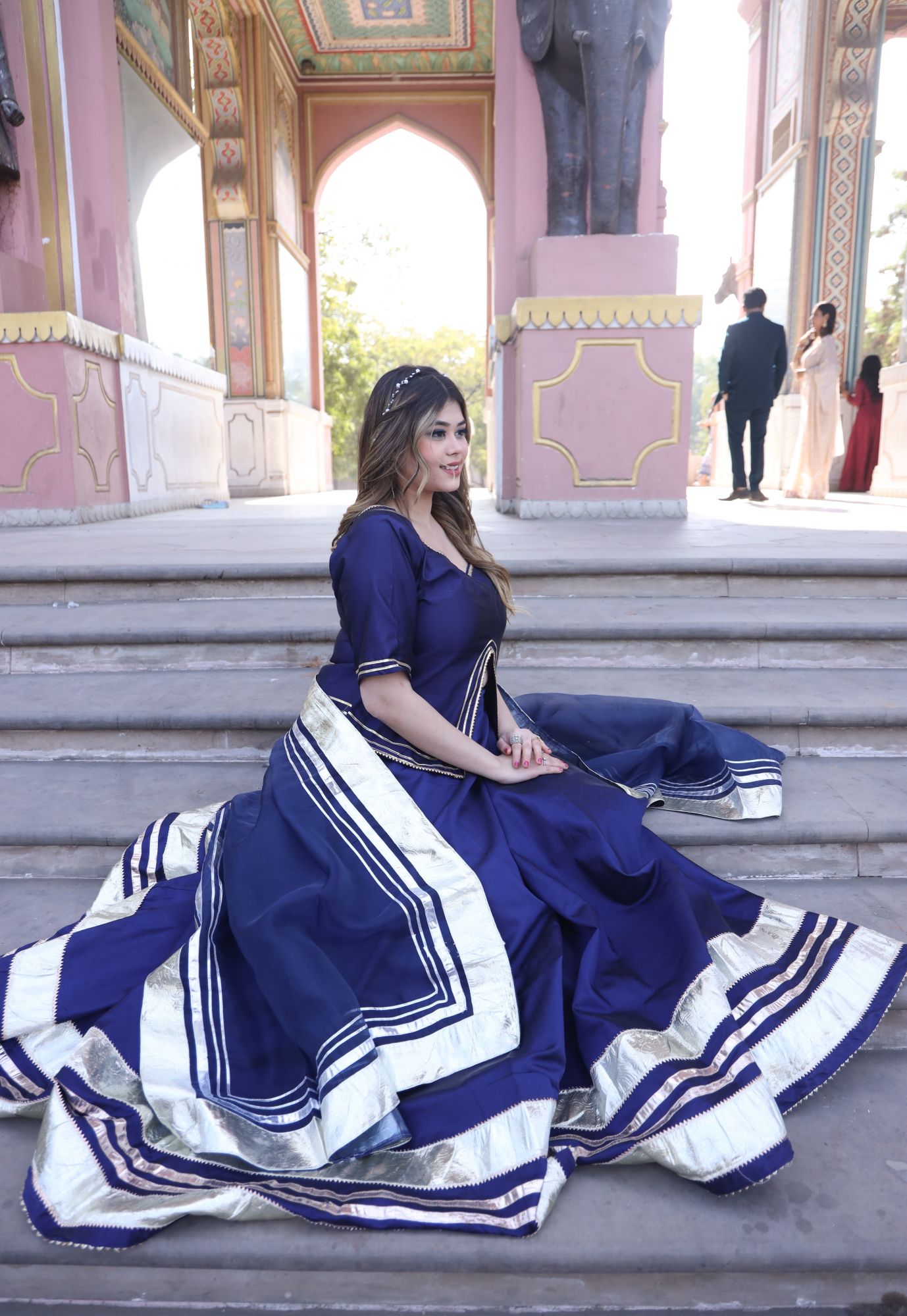 Blue Gota Work Lehenga Set