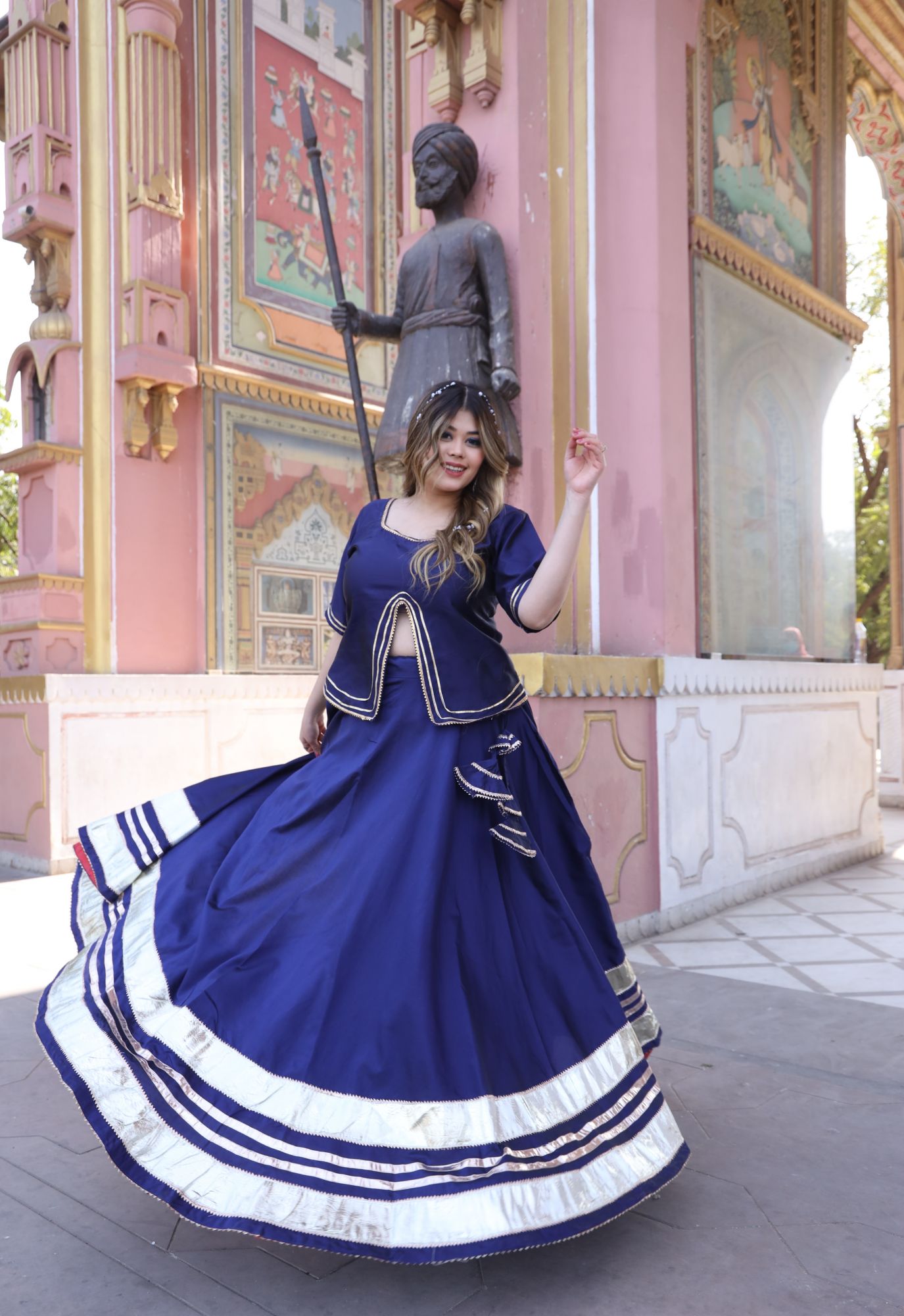 Blue Gota Work Lehenga Set