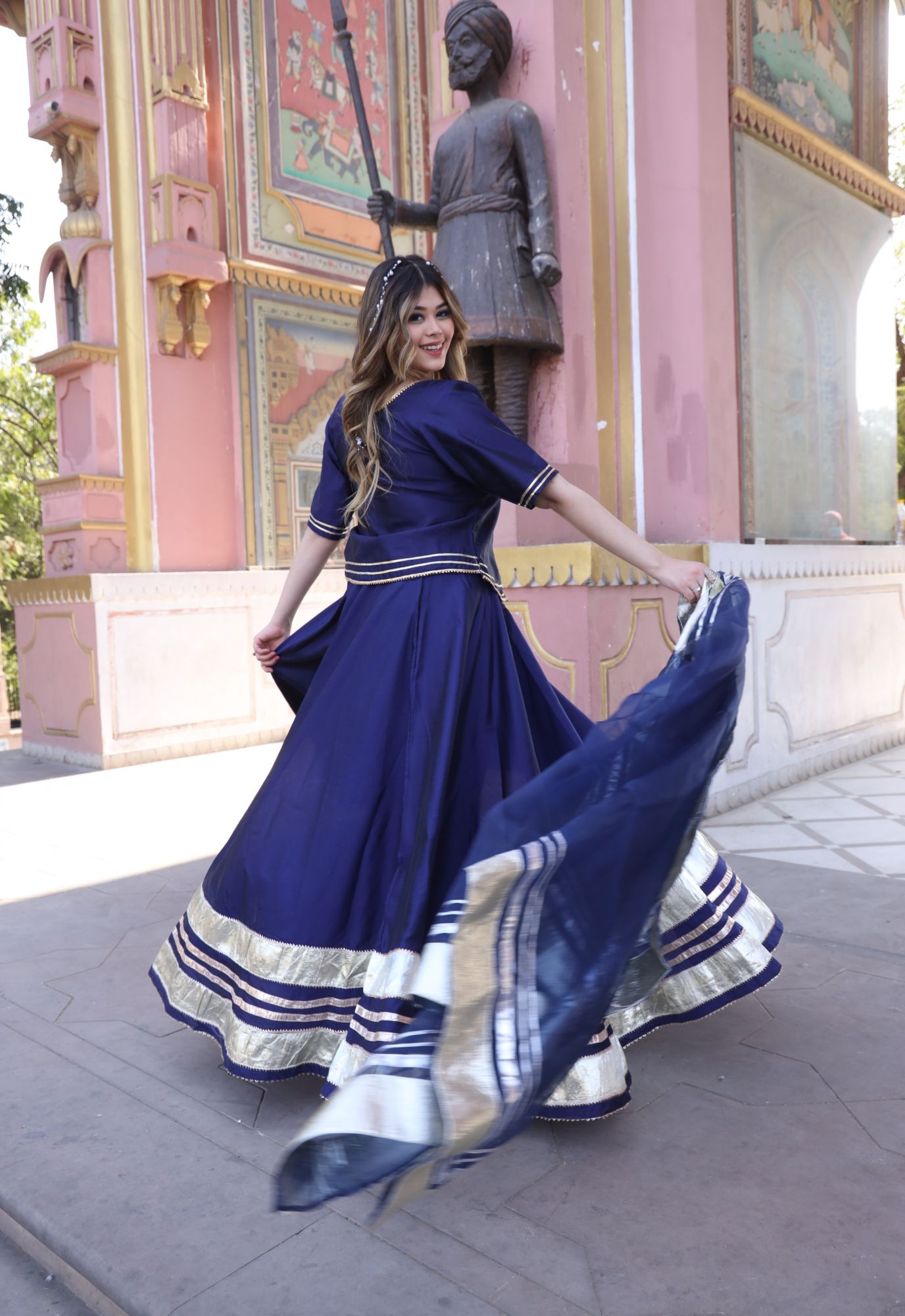 Blue Gota Work Lehenga Set