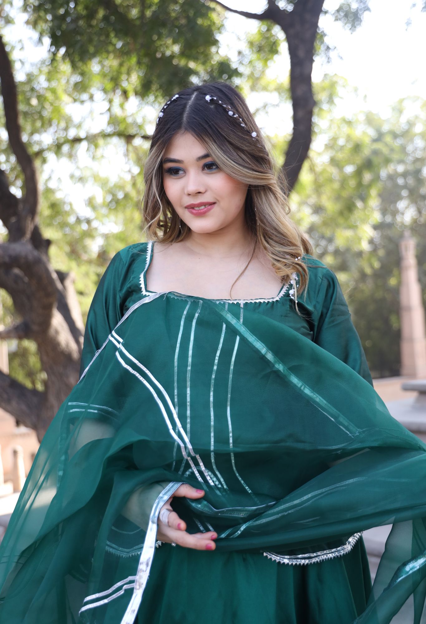 Green Gota Work Lehenga Set