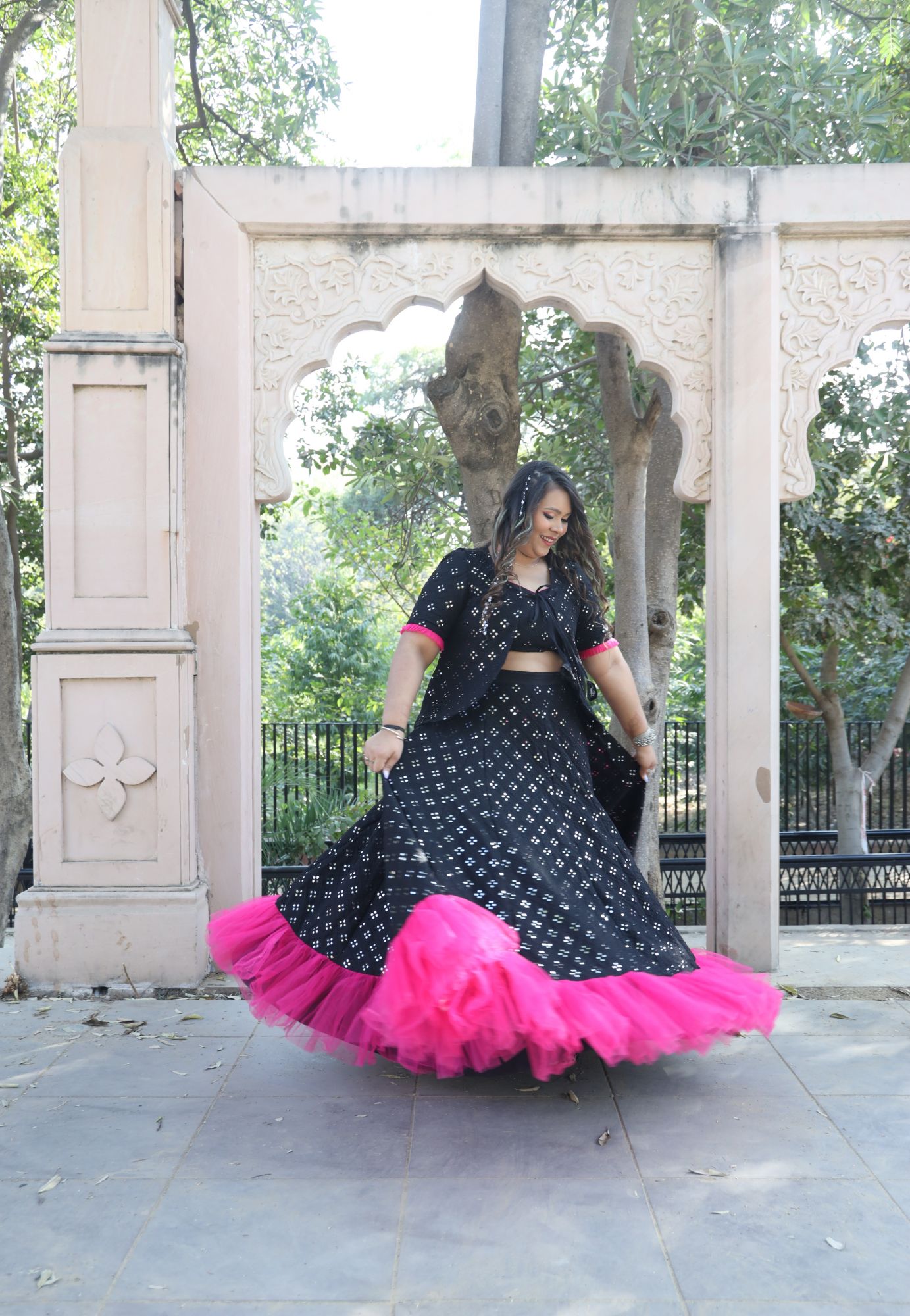 Black Mirror Work Lehenga Set