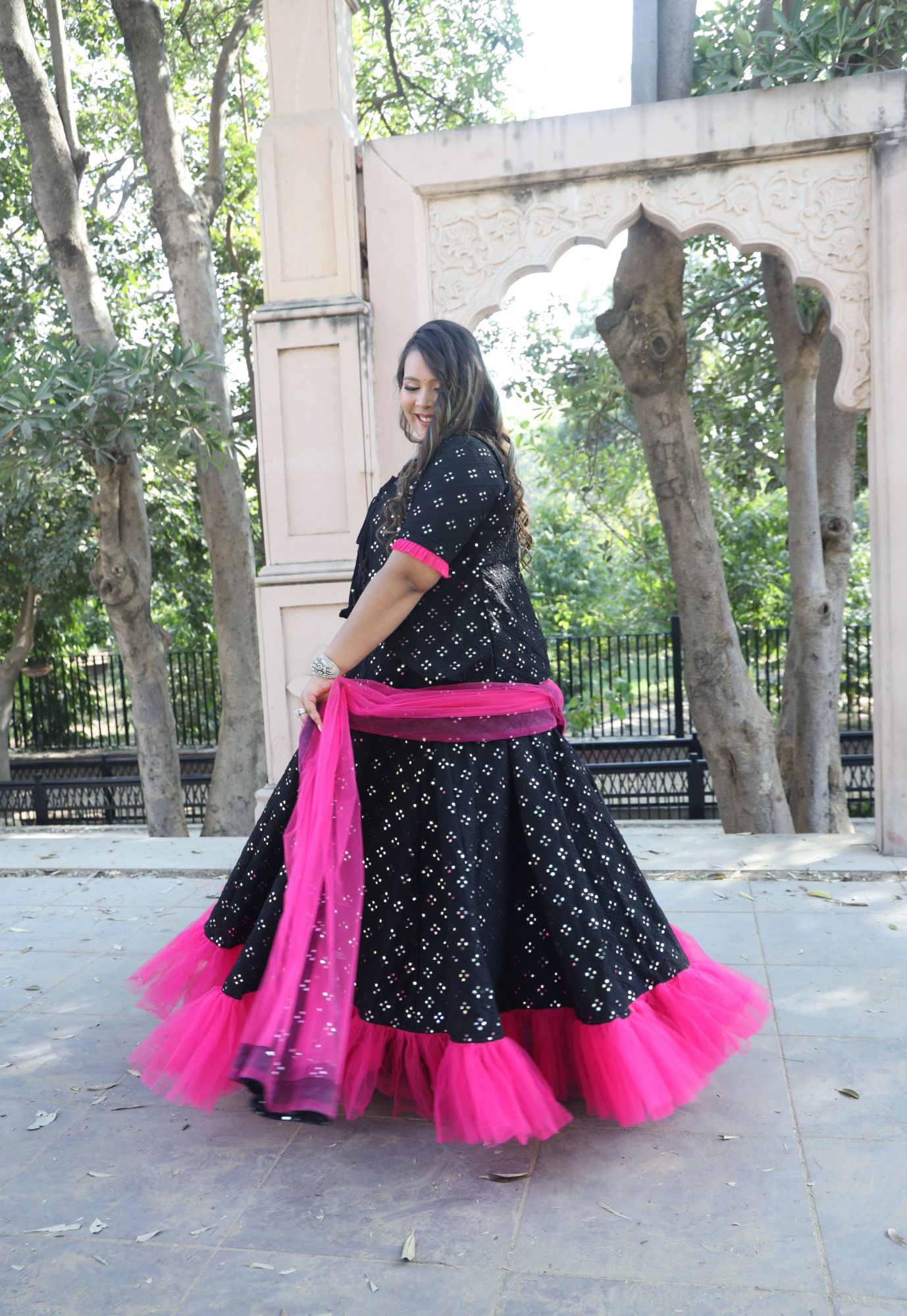 Black Mirror Work Lehenga Set