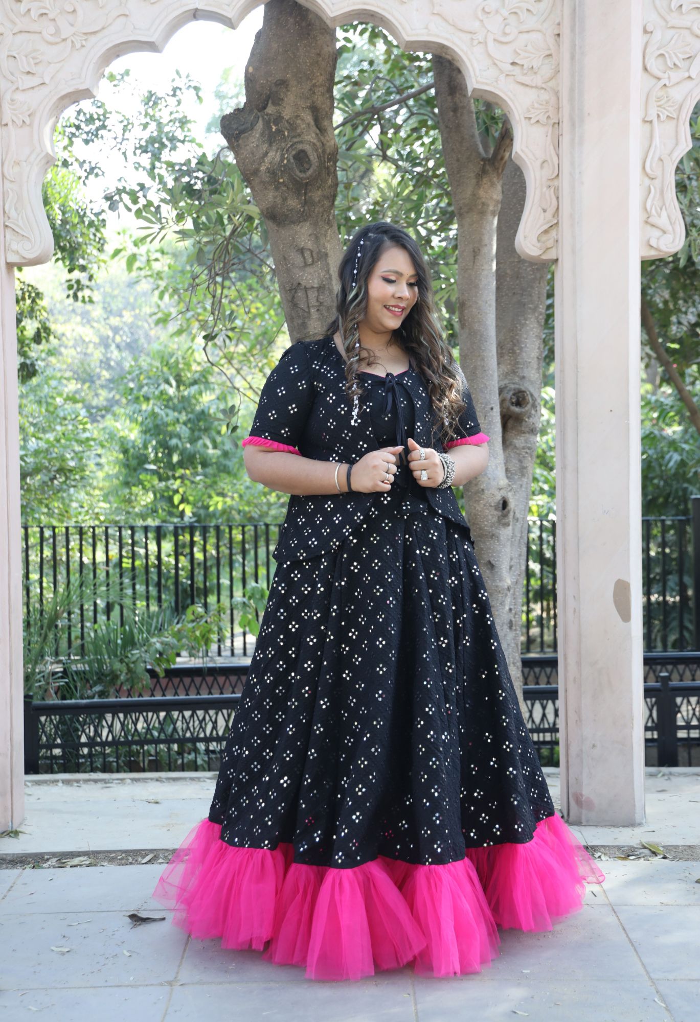 Black Mirror Work Lehenga Set