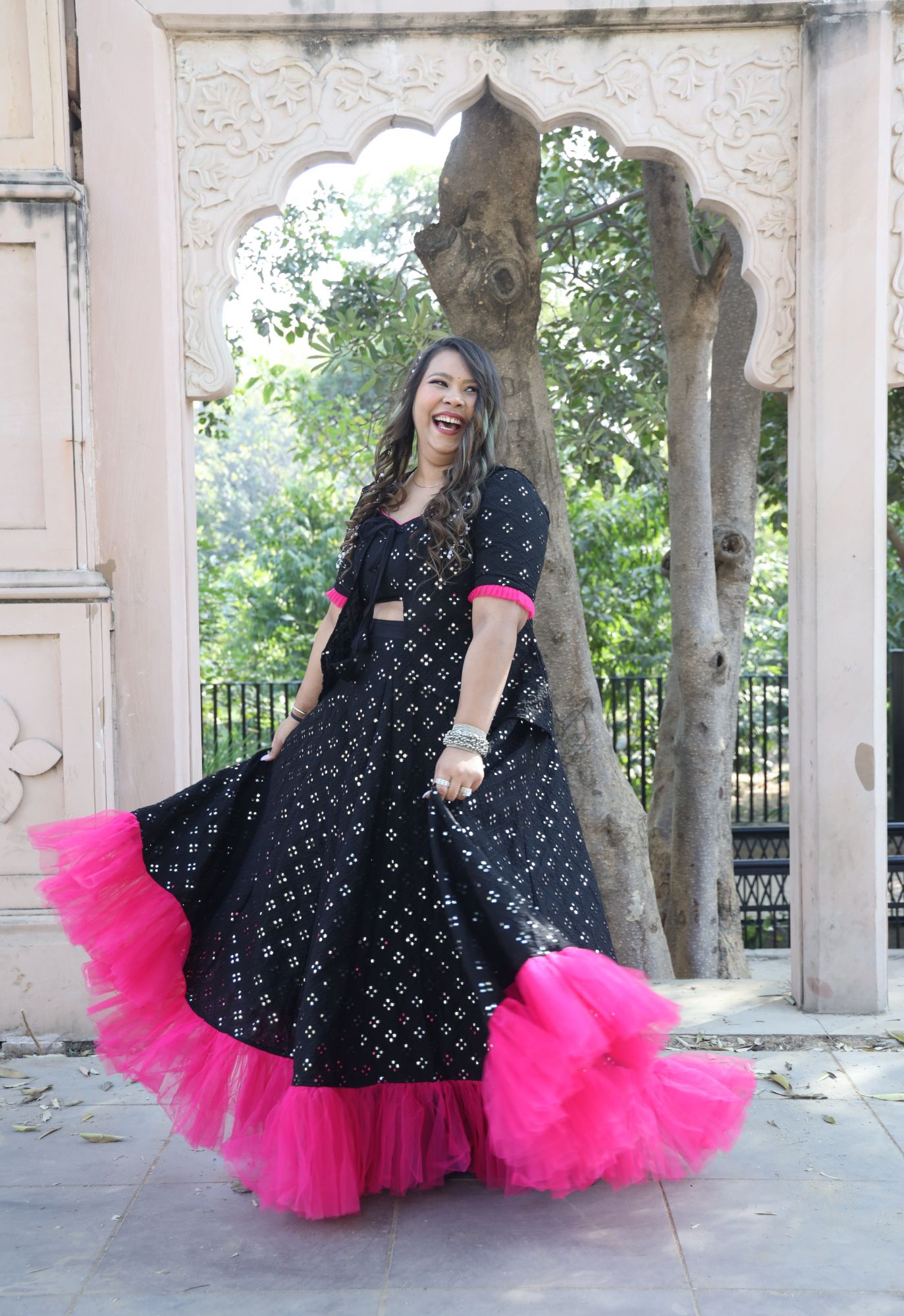 Black Mirror Work Lehenga Set