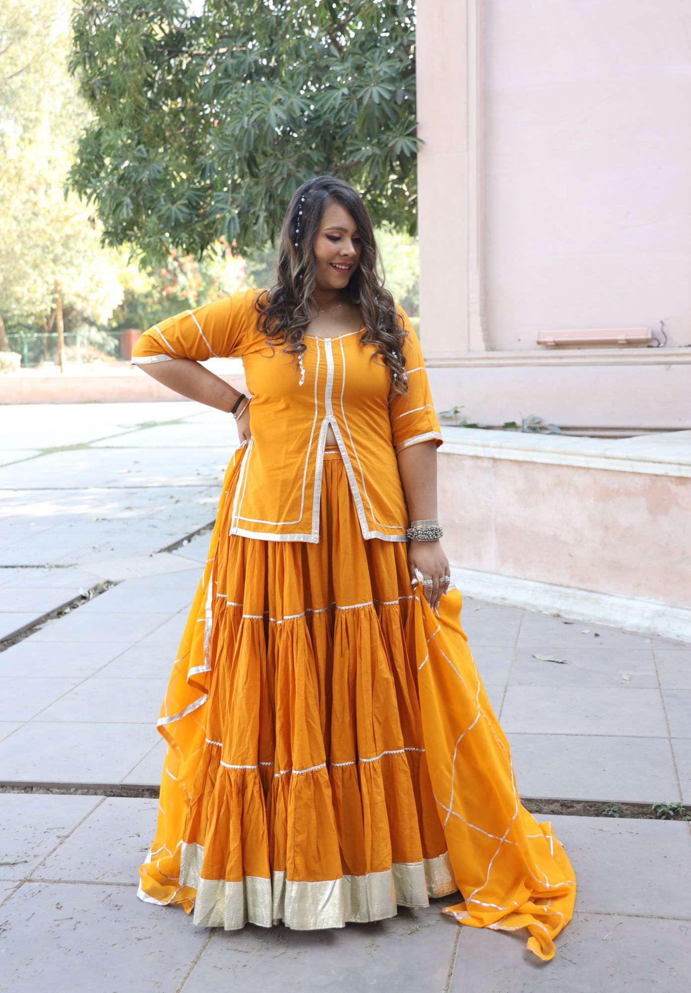 Zahra Mustard Lehenga Set