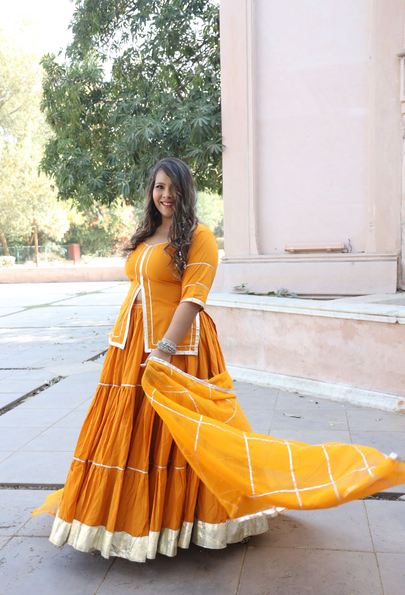 Zahra Mustard Lehenga Set