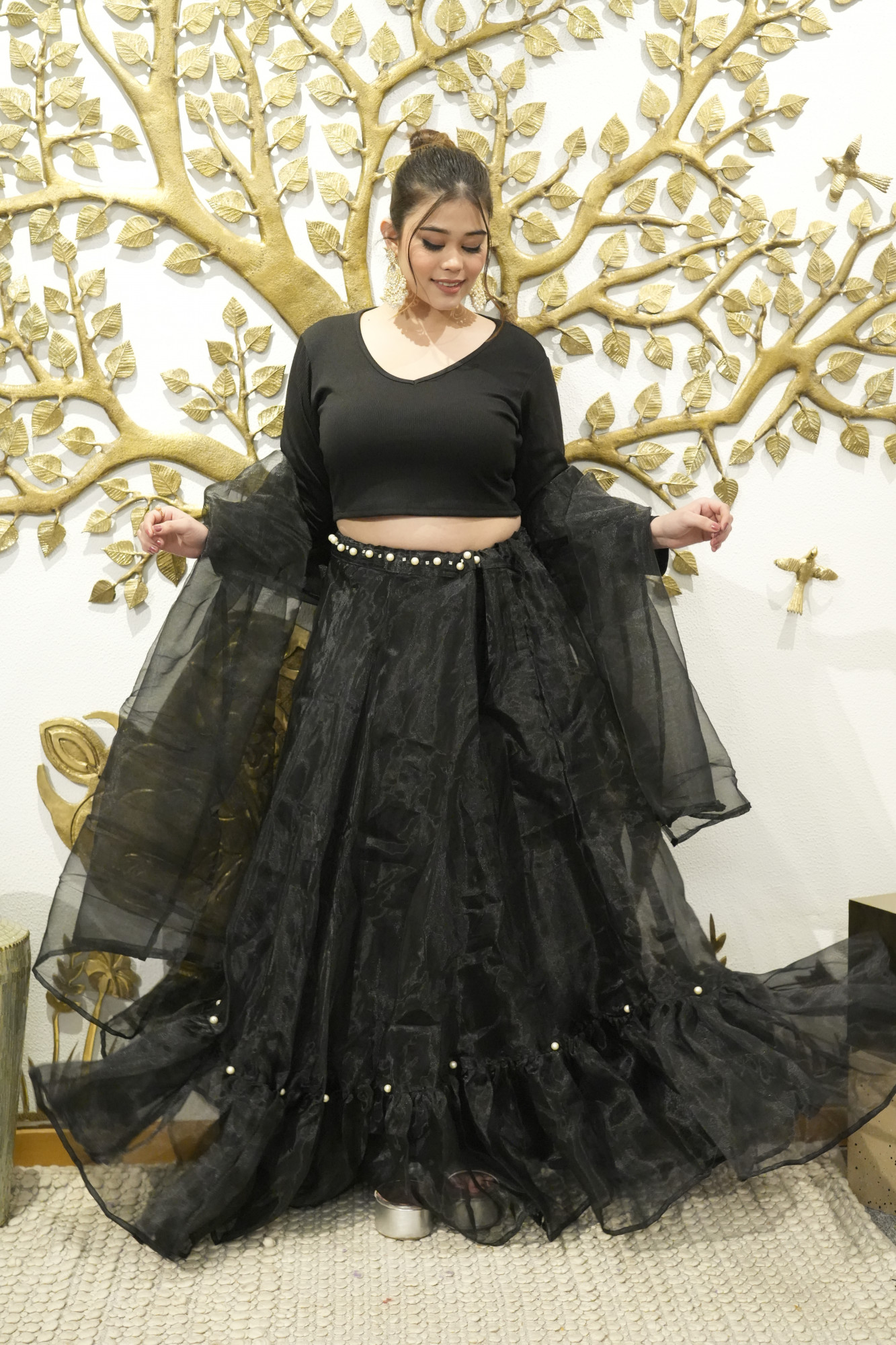 Black Orgenza Lehenga Set