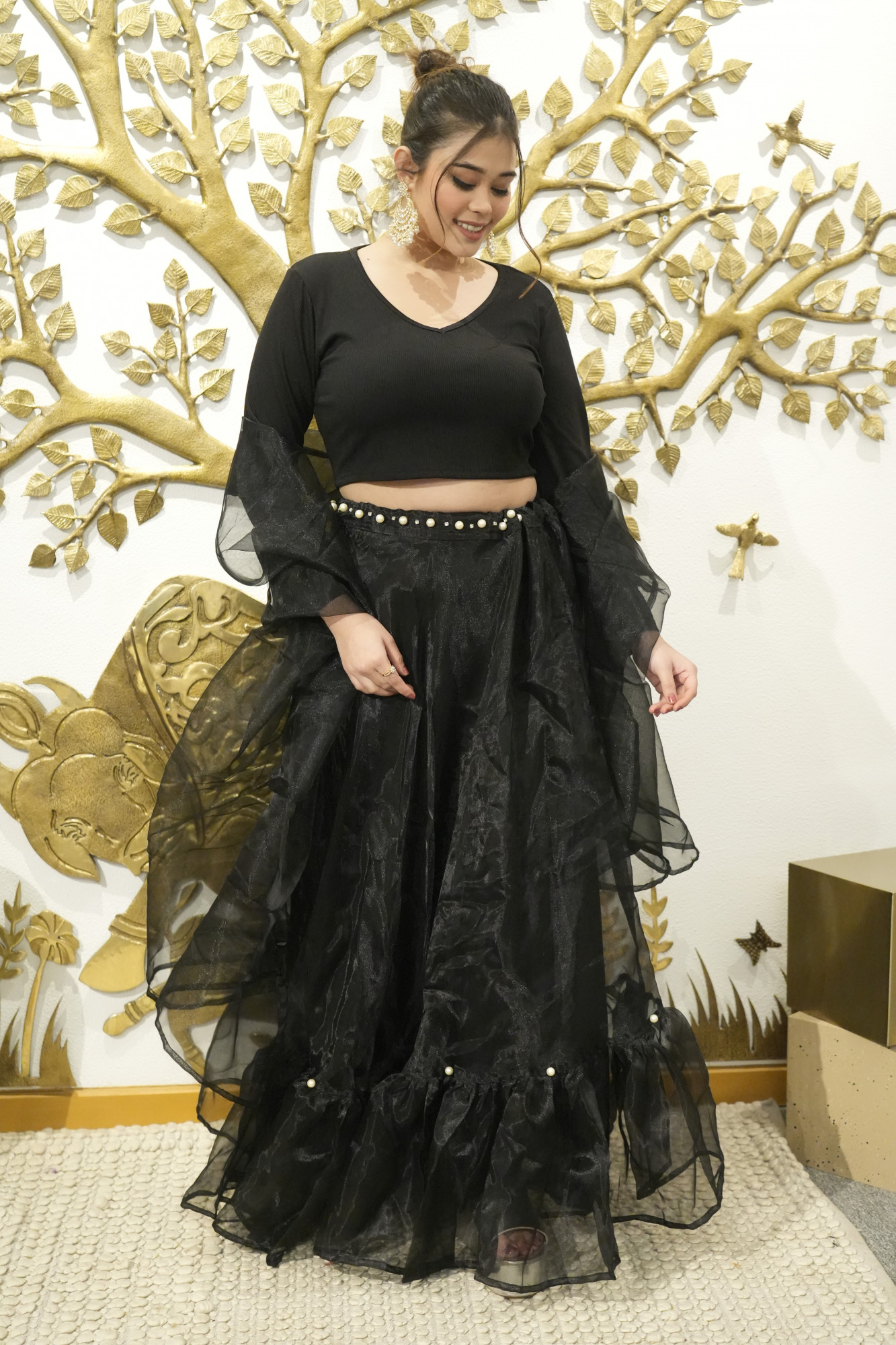 Black Orgenza Lehenga Set