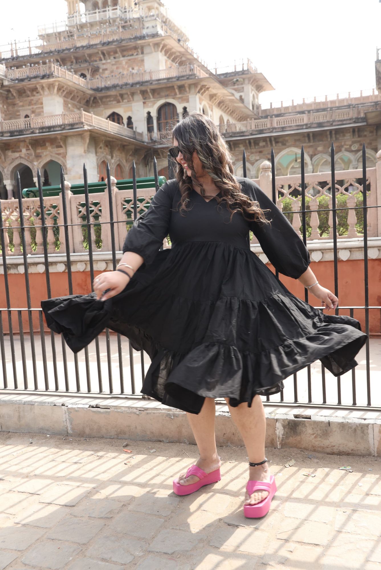 Mystic Black cotton tiered dress