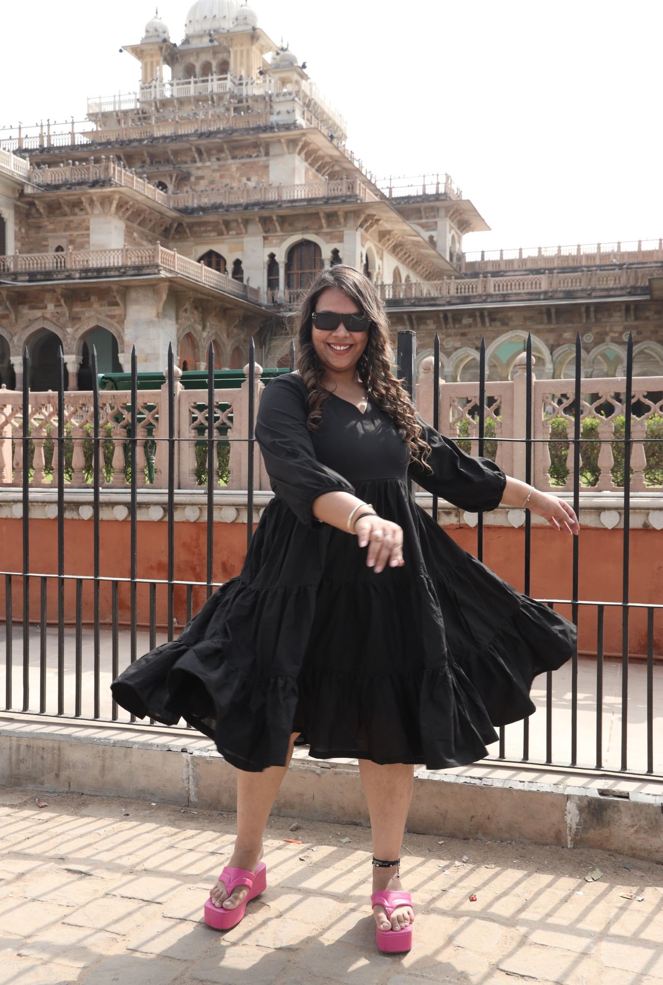 Mystic Black cotton tiered dress