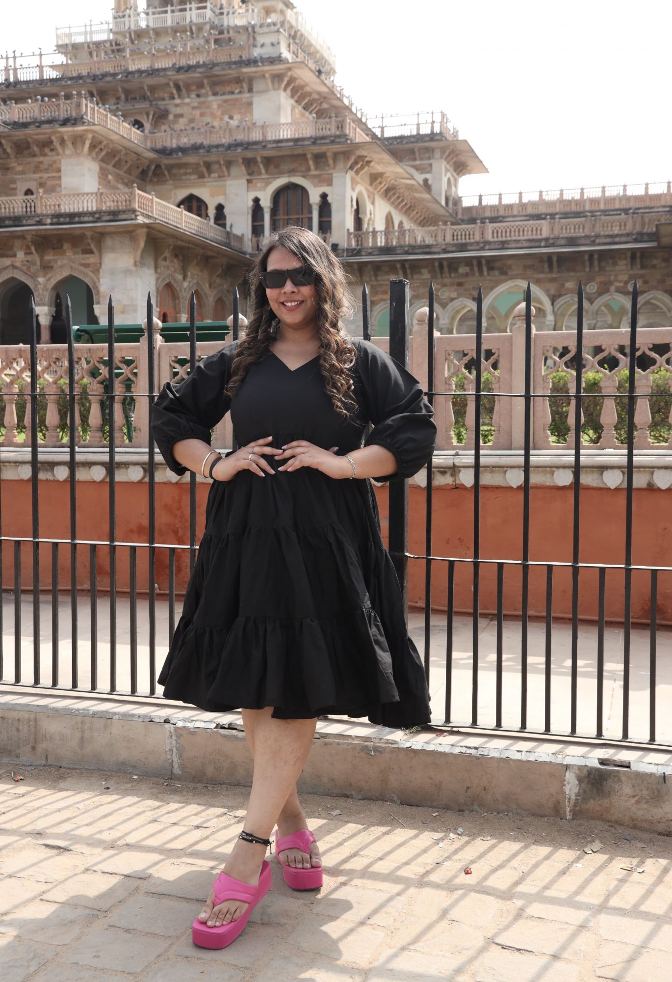 Mystic Black cotton tiered dress