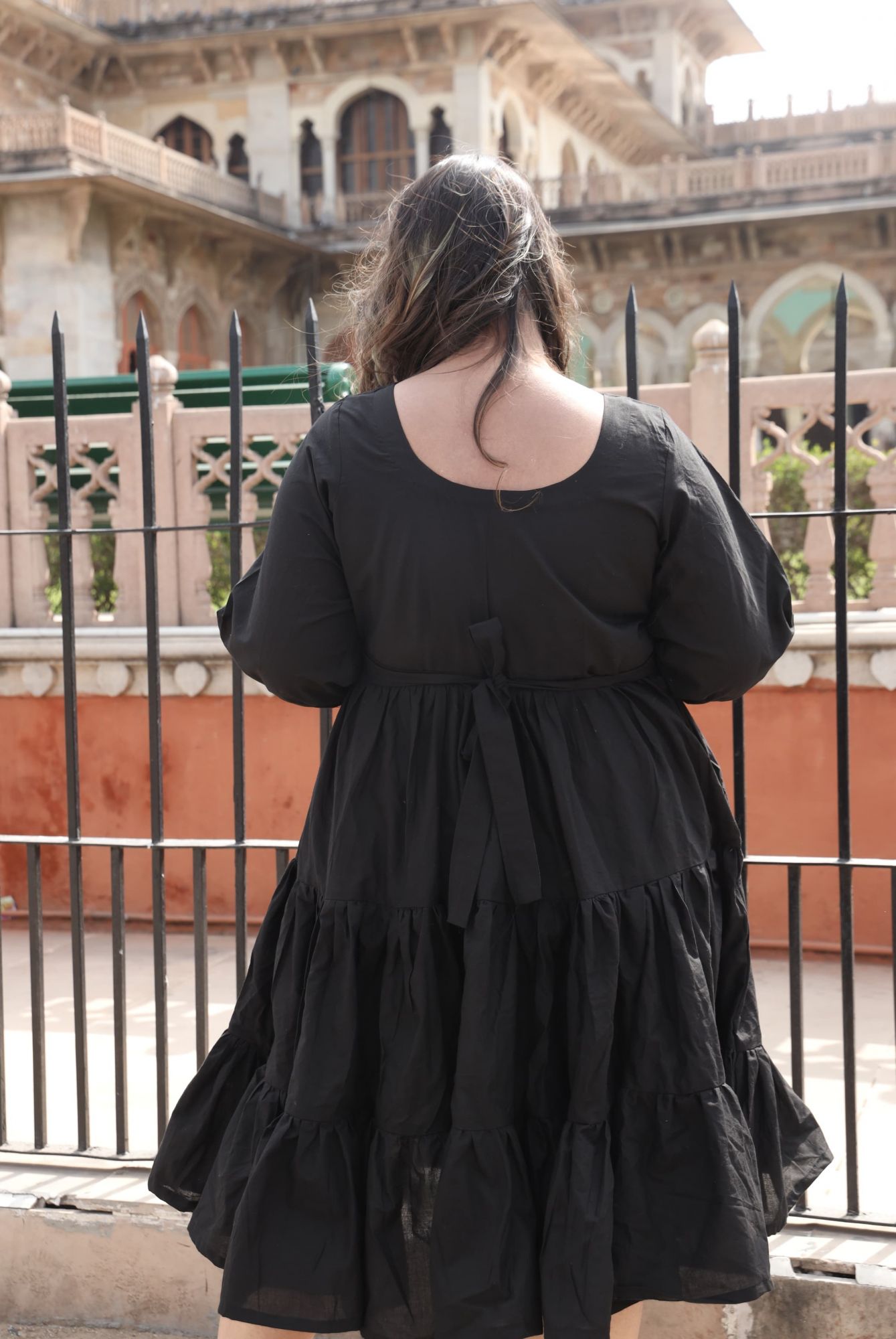 Mystic Black cotton tiered dress