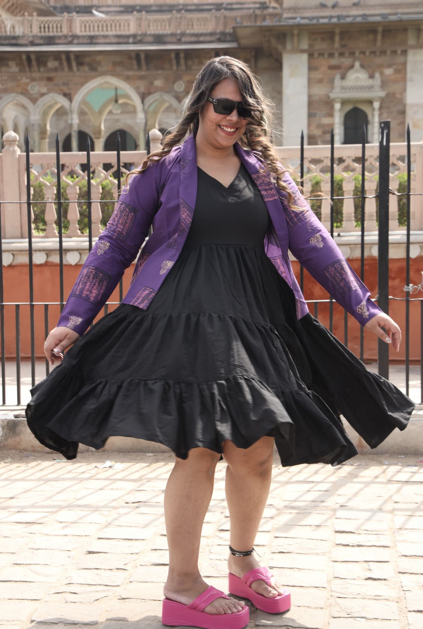 Mystic Black Dress With Purple Jacket