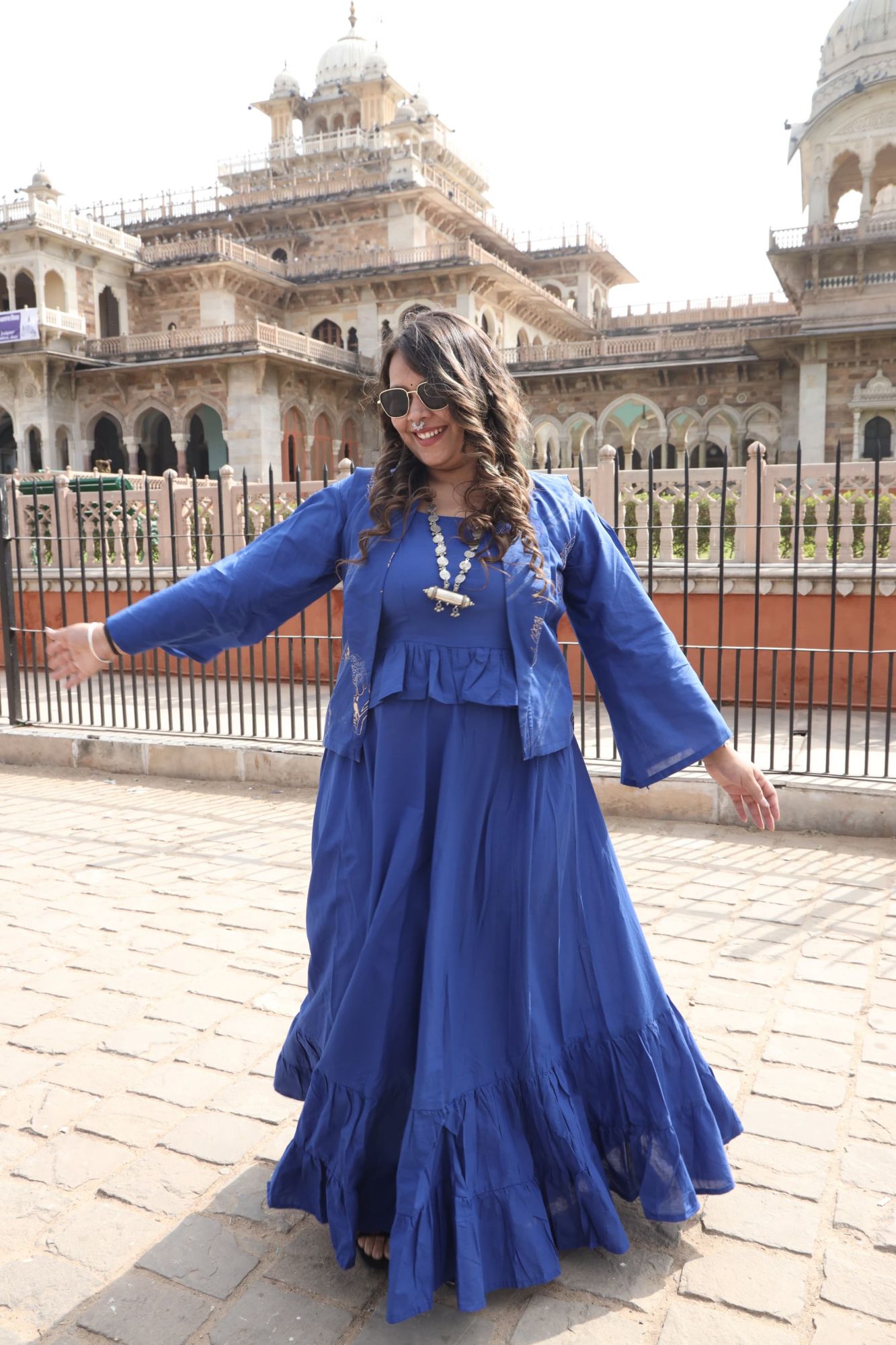 Royal Blue Coord Set With Jacket