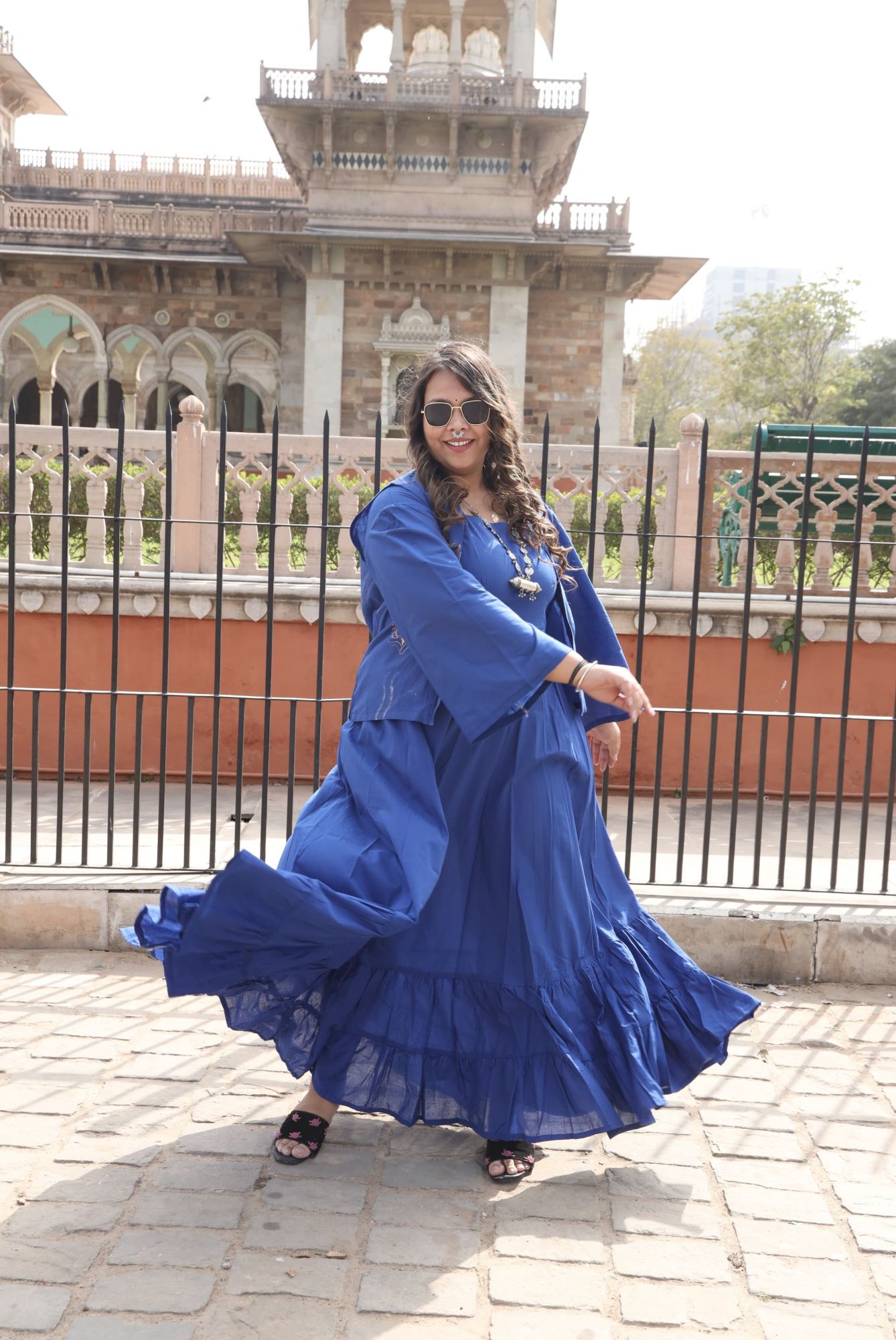 Royal Blue Coord Set With Jacket