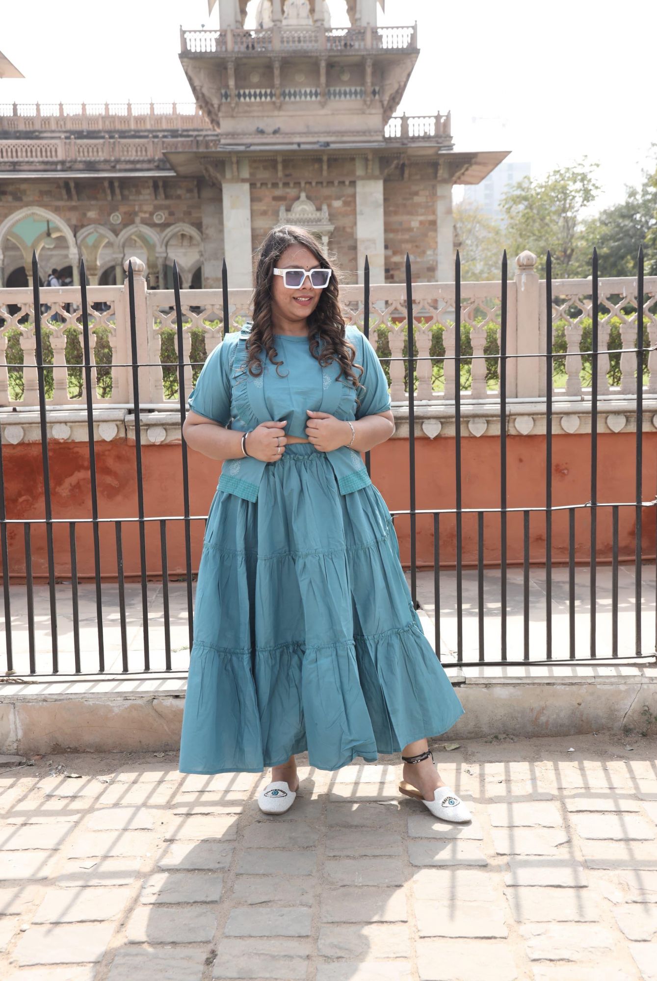 Teal Coord Set With Jacket