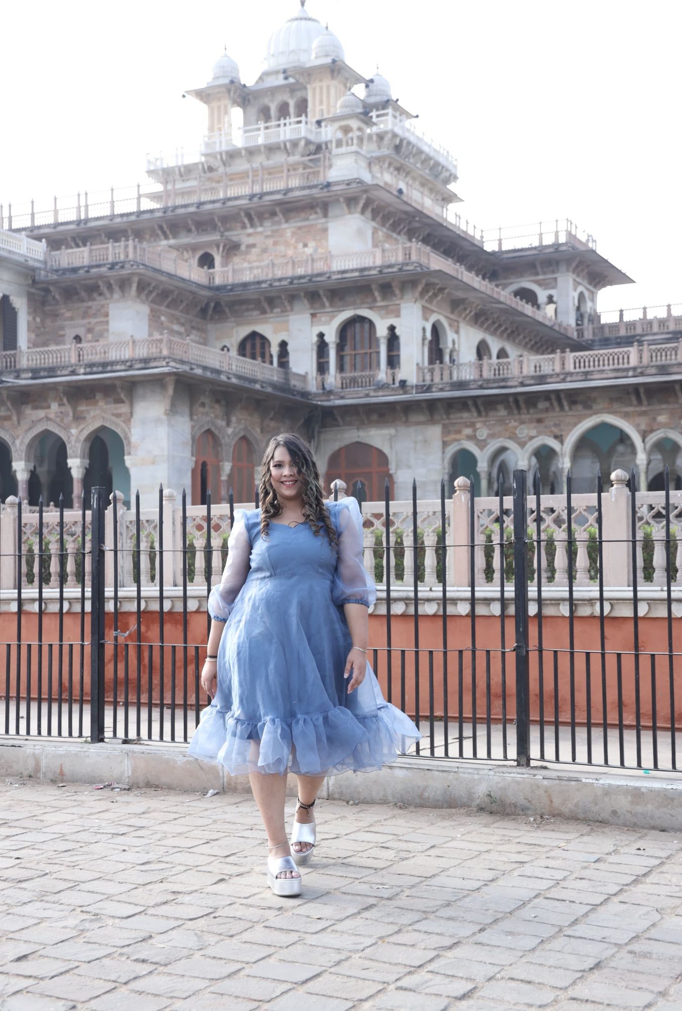 Grey Orgenza Short Dress