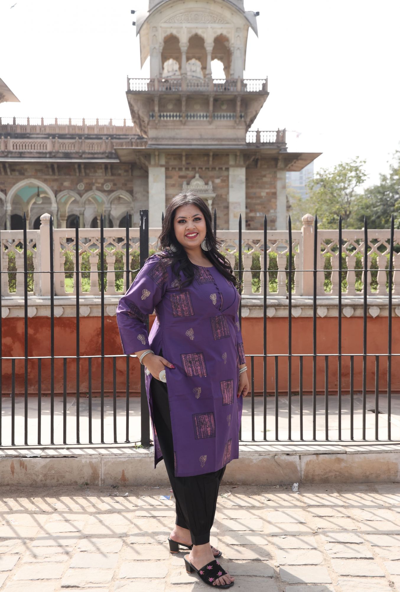 Brinjal Purple Handblock Suit Set