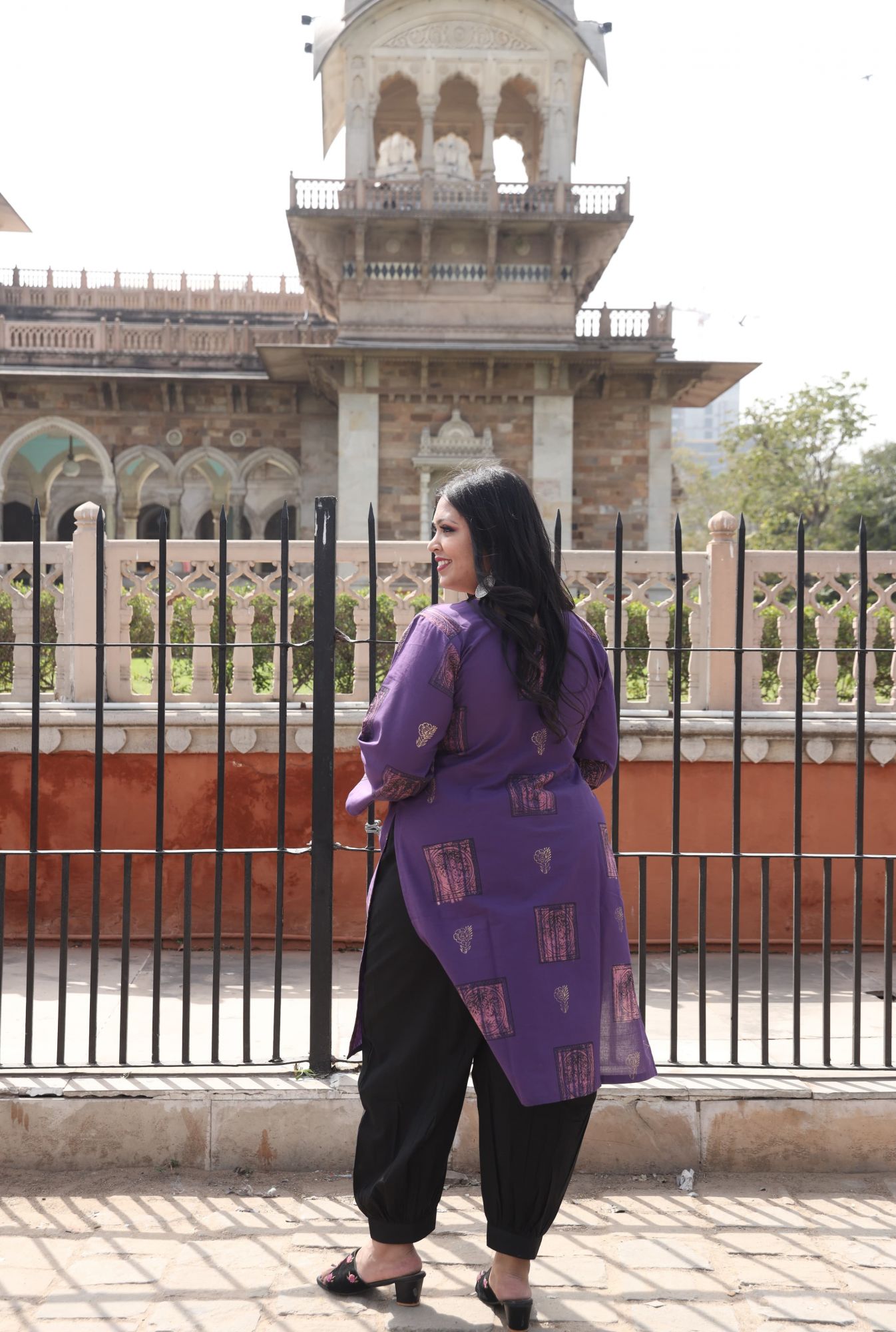 Brinjal Purple Handblock Suit Set