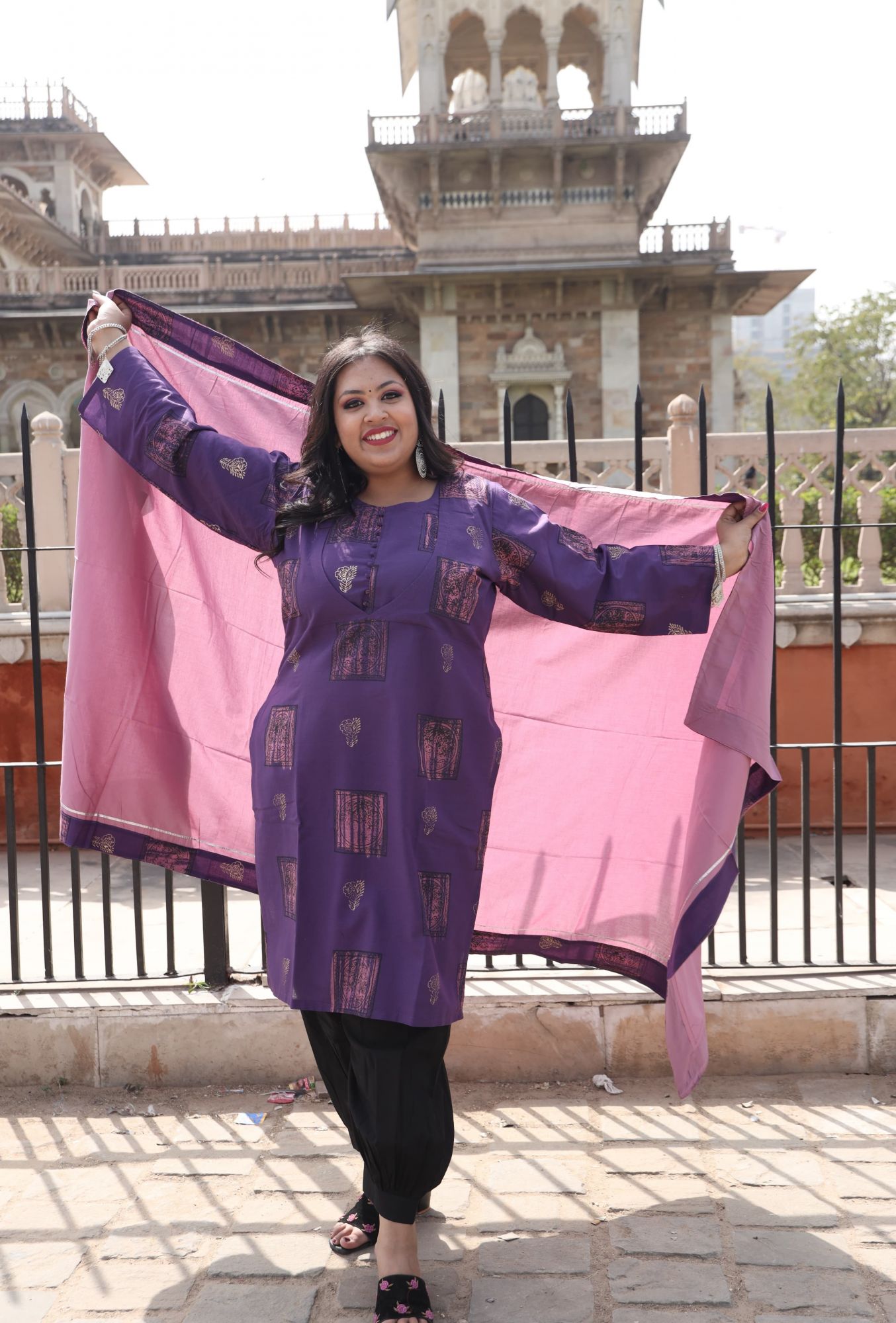 Brinjal Purple Handblock Suit Set