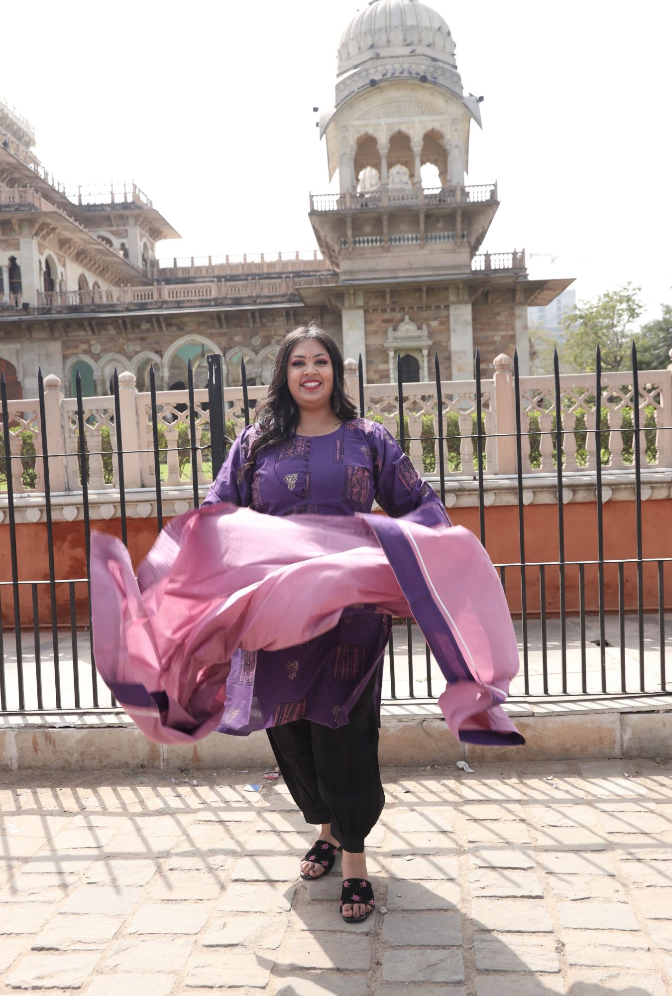 Brinjal Purple Handblock Suit Set