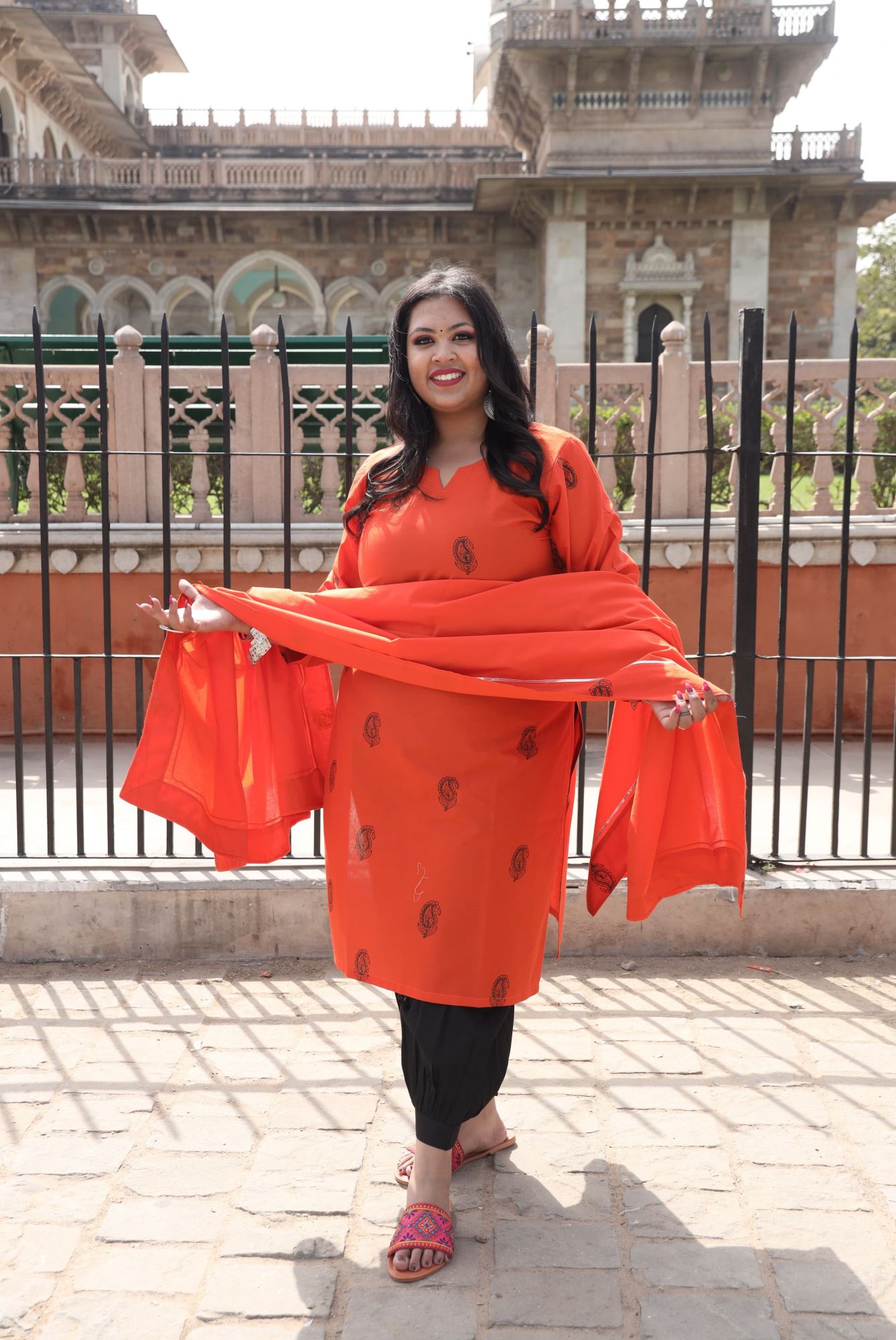 Orange Handblock Suit Set