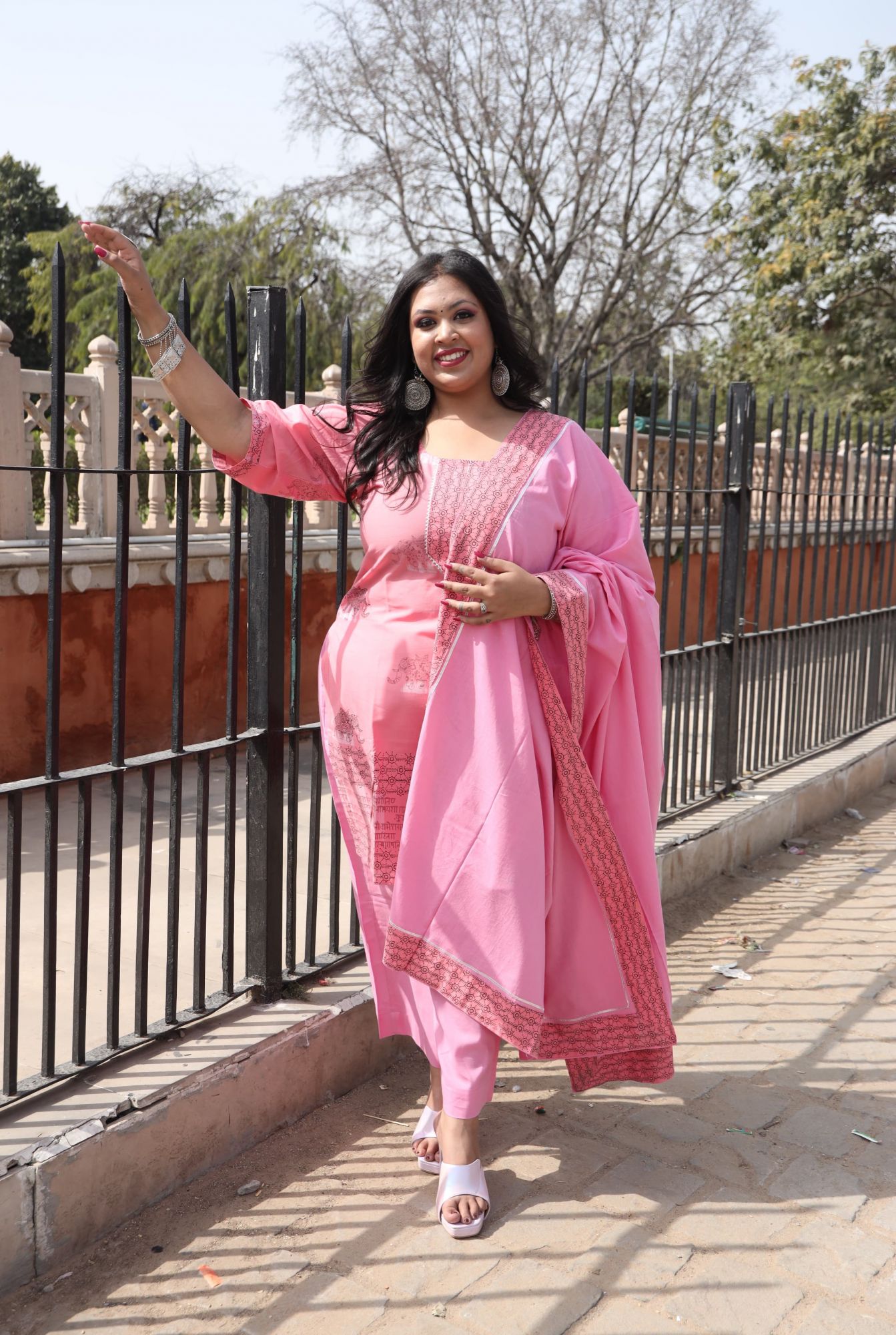 Baby Pink Handblock Suit Set