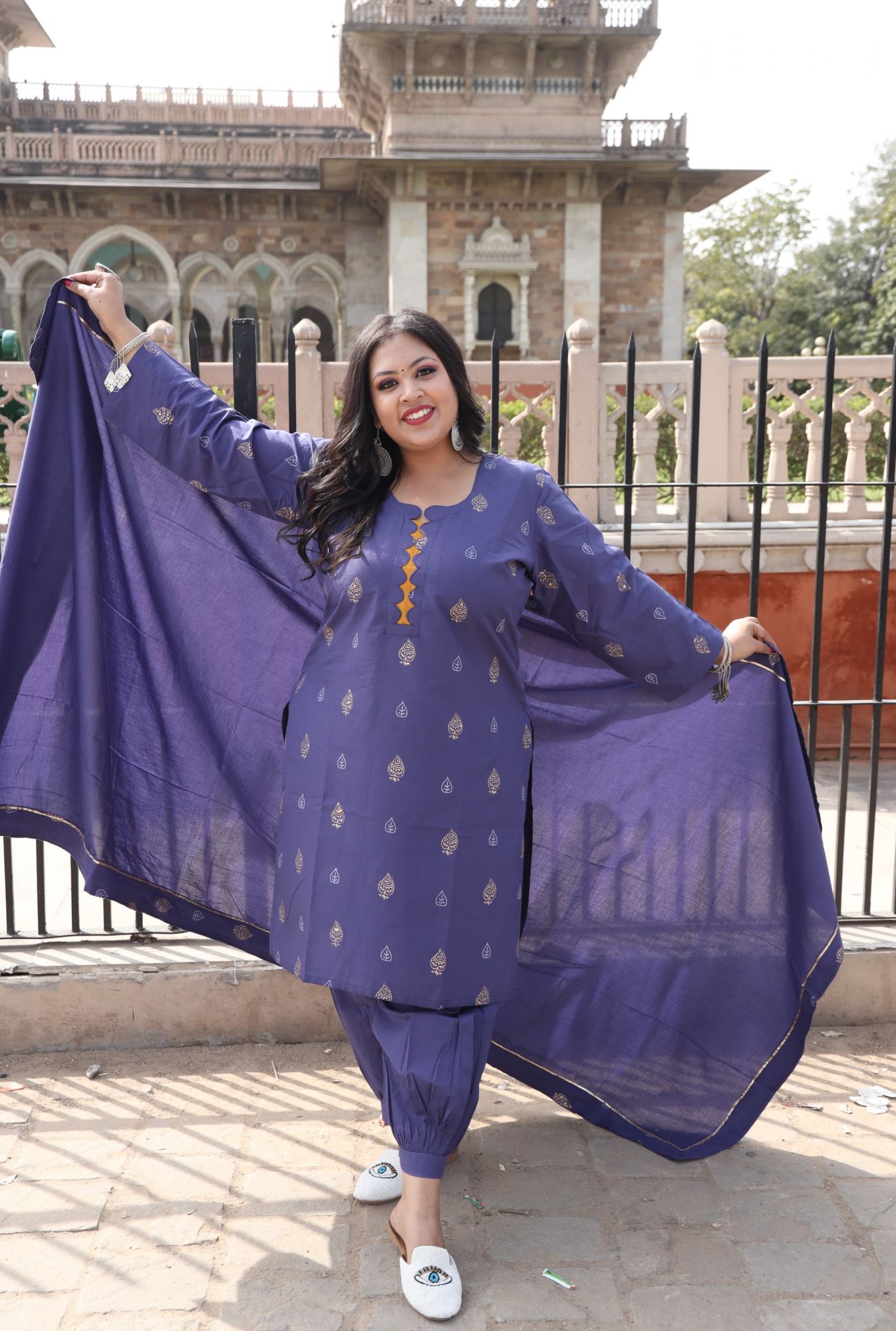 Purple Handblock Suit Set