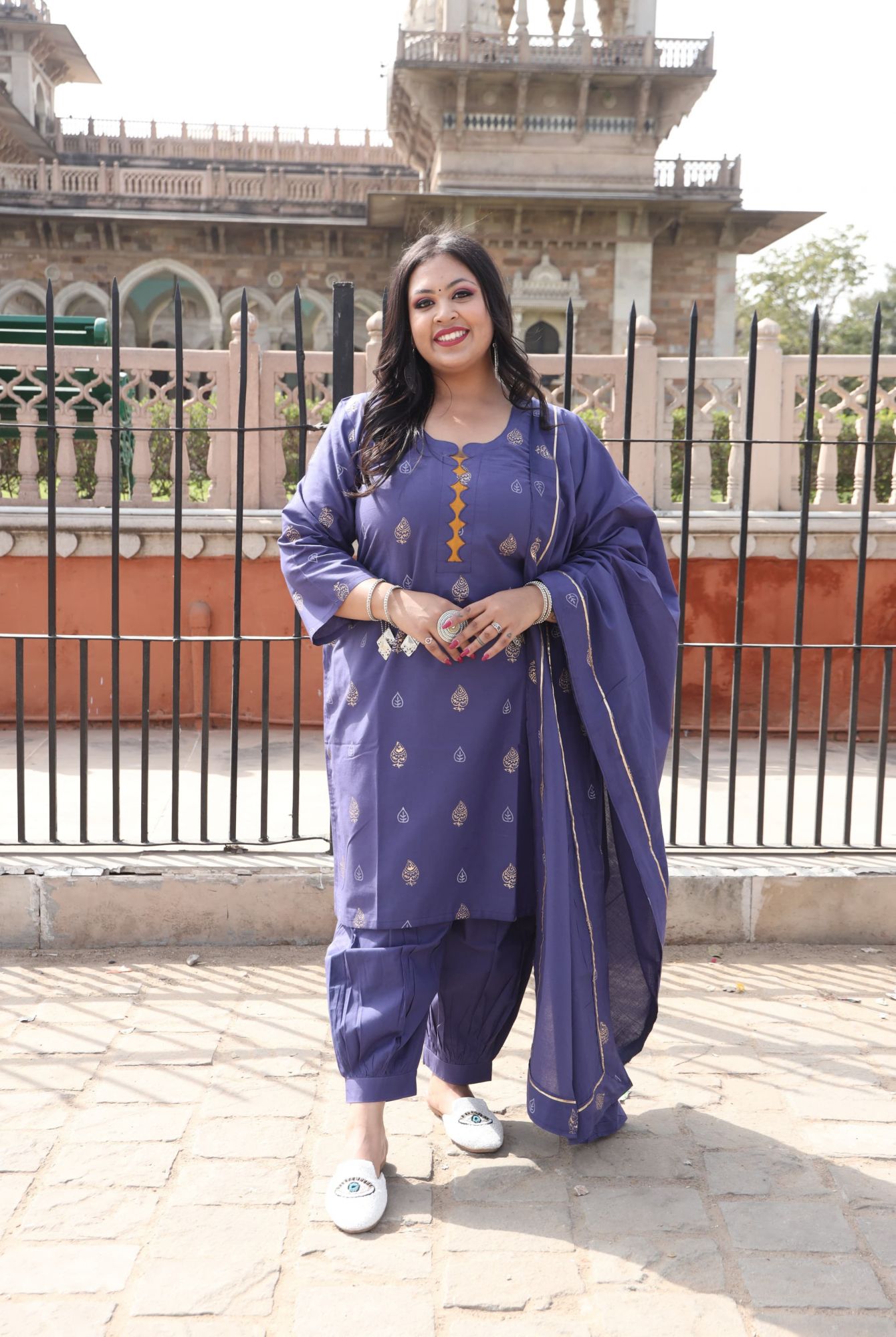 Purple Handblock Suit Set