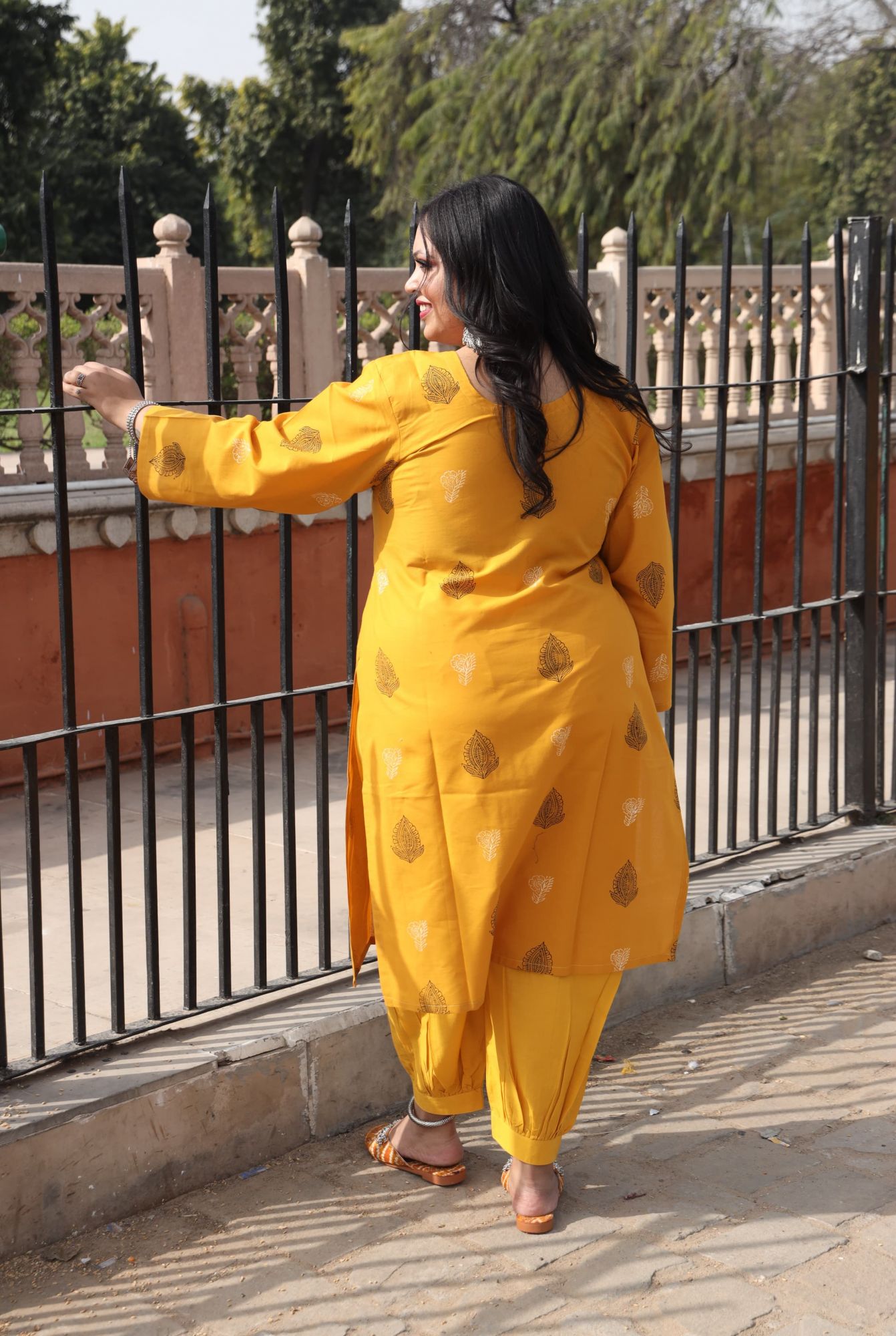 Mustard Yellow Handblock Suit Set