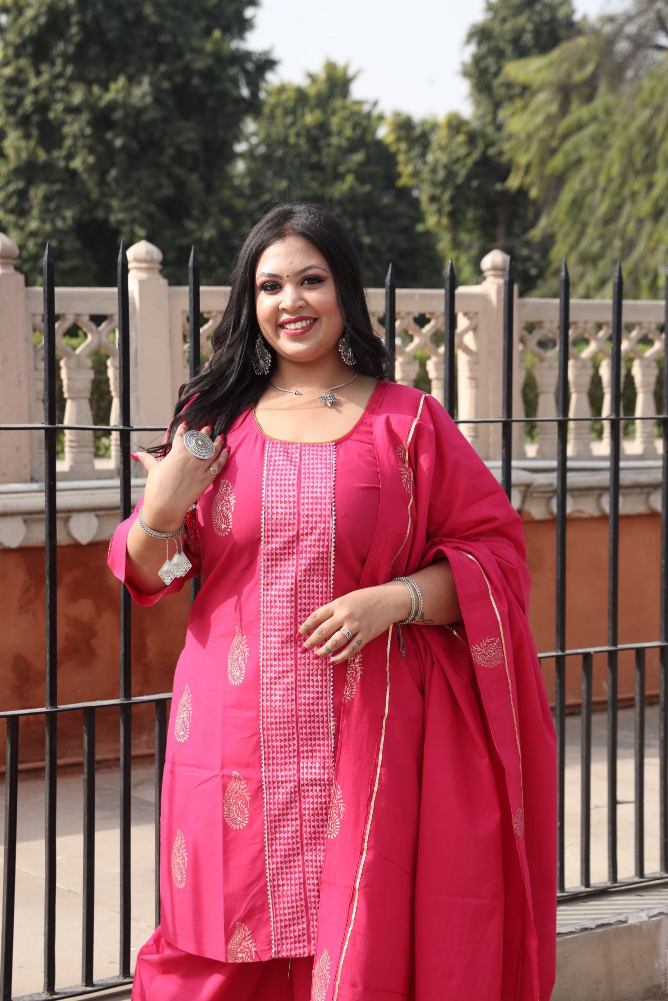 Rani Pink Handblock Suit Set