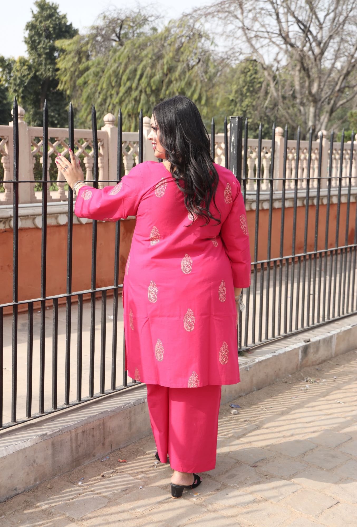 Rani Pink Handblock Suit Set