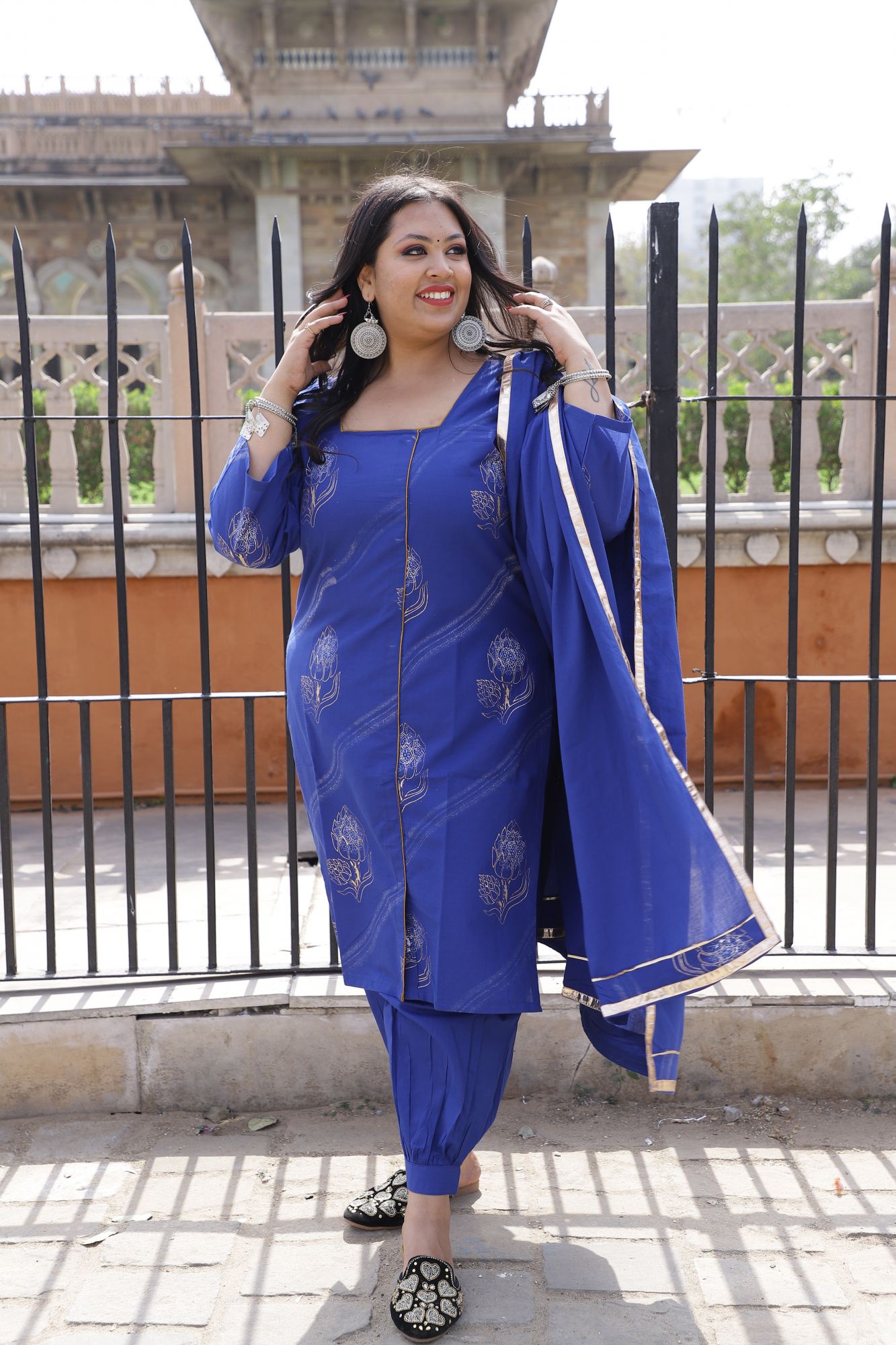 Royal Blue Handblock Suit Set