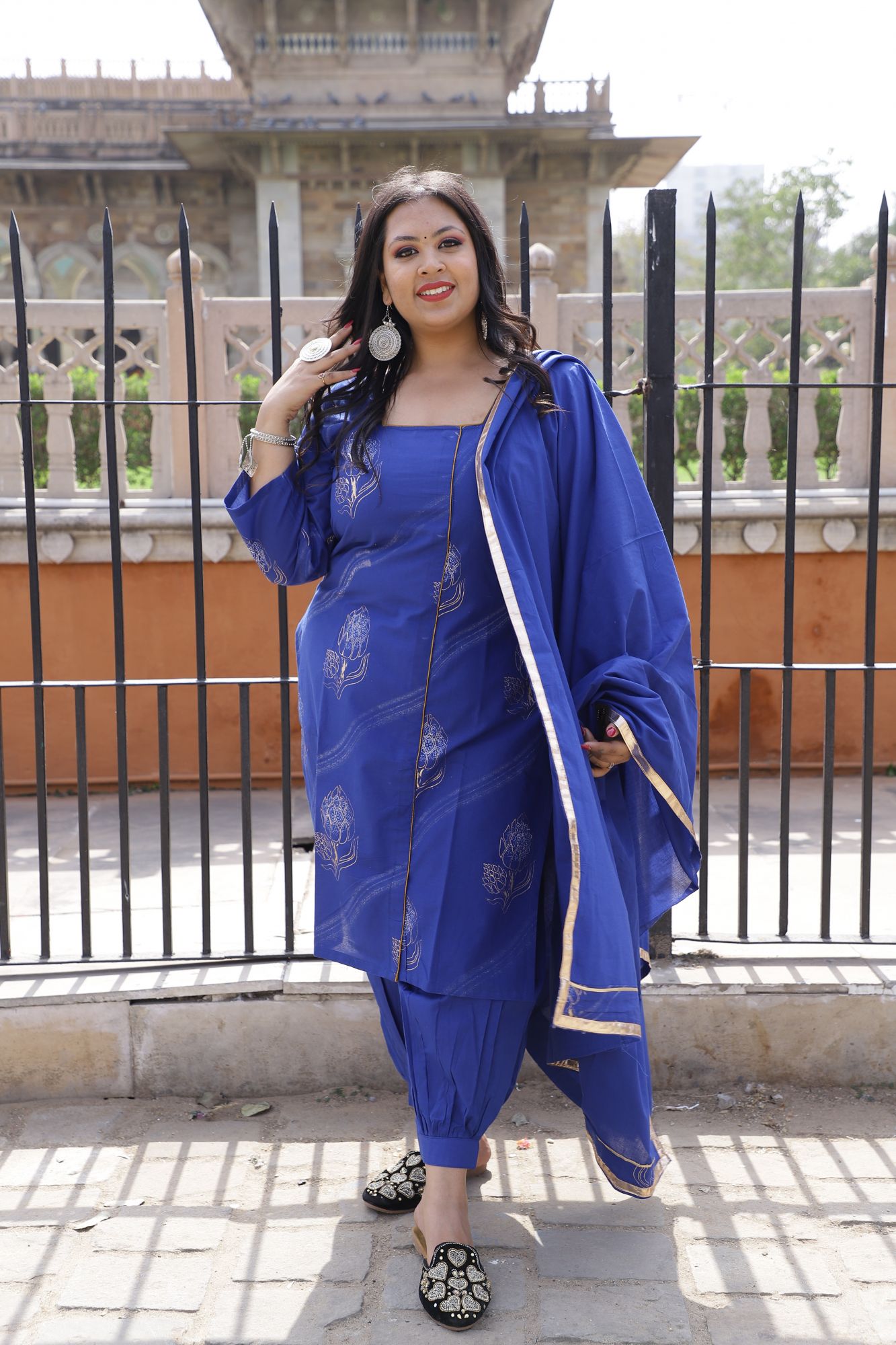 Royal Blue Handblock Suit Set