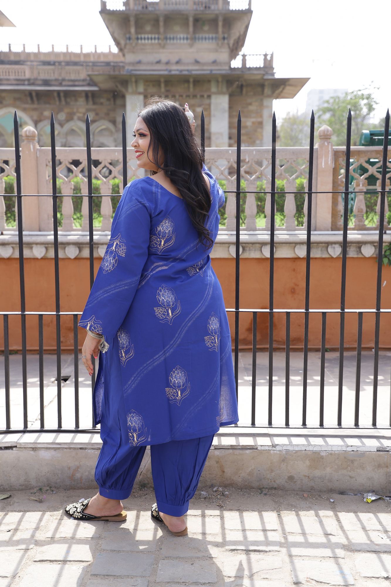 Royal Blue Handblock Suit Set