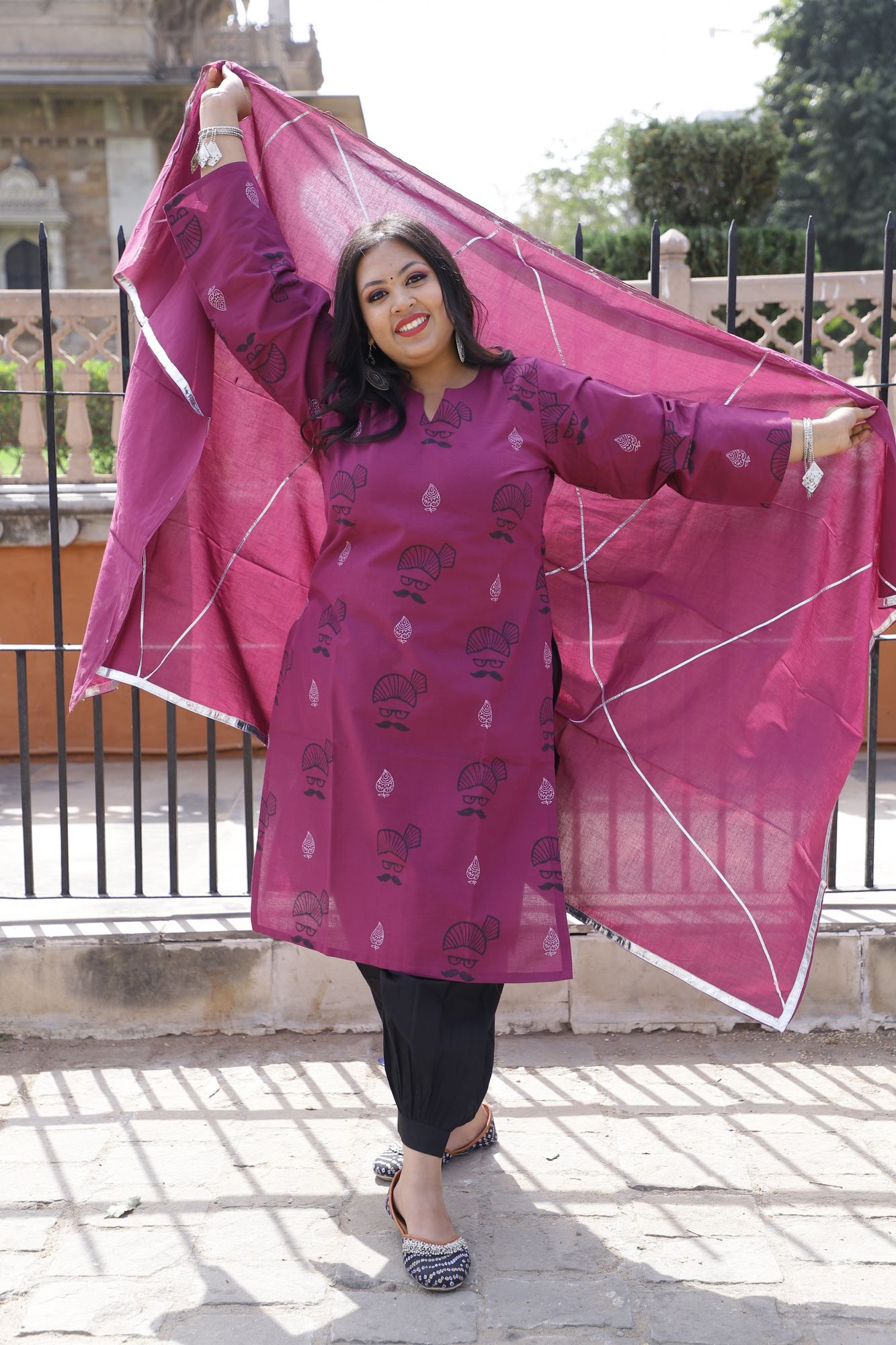 Wine Handblock Suit Set