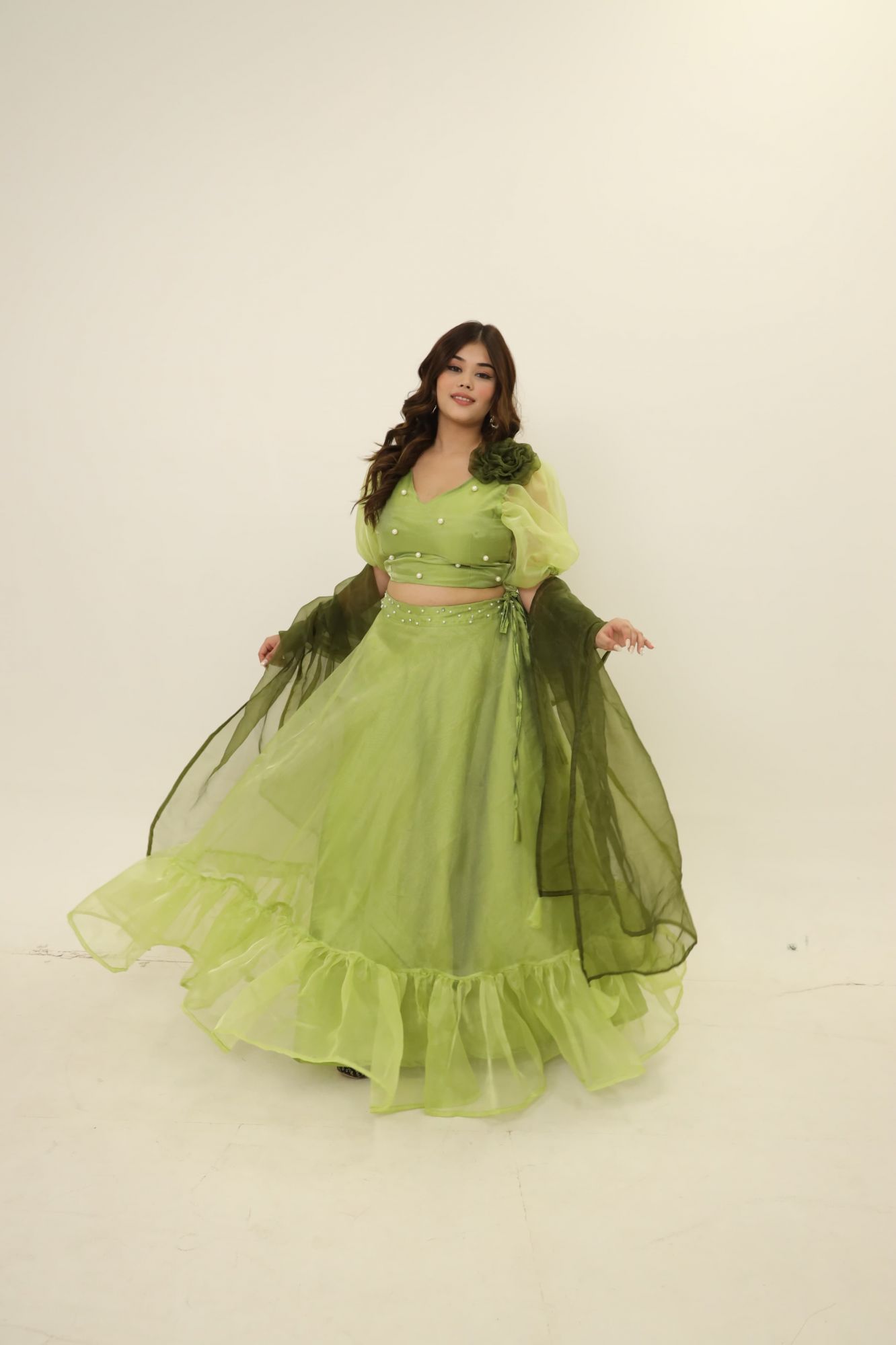 Green Orgenza Lehenga Set