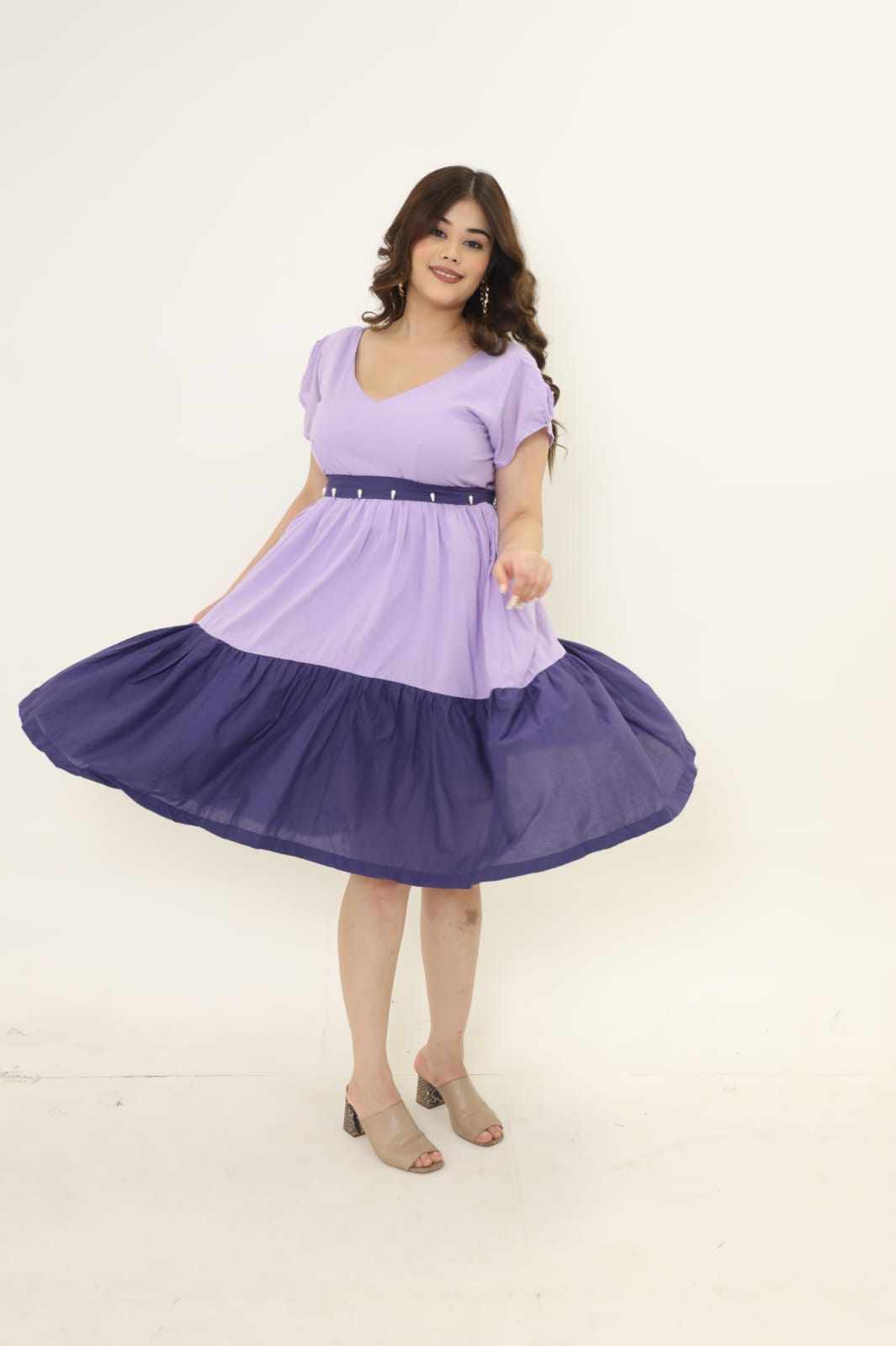 Shades Of Purple Pearl Cotton Dress